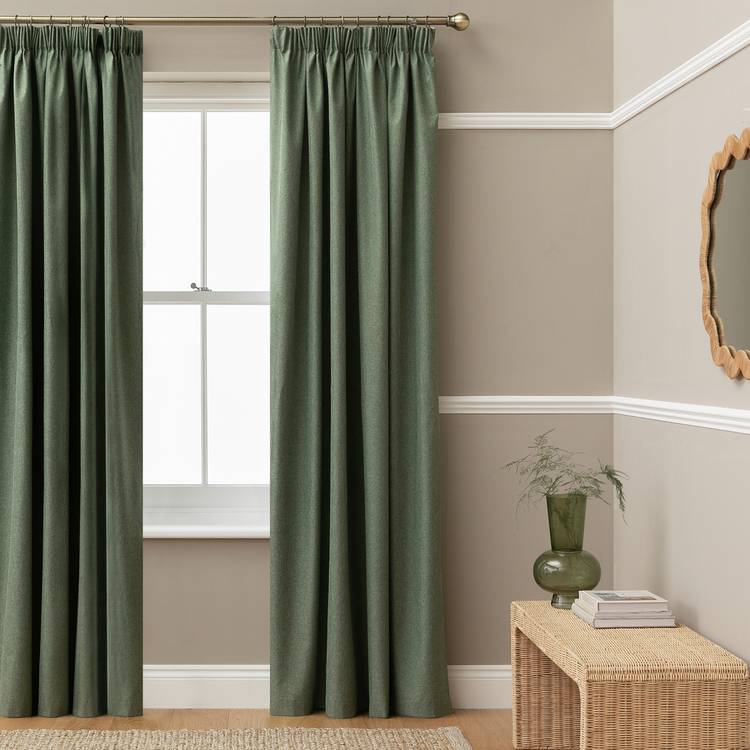 Habitat Blackout Pencil Pleat Curtains - Green - 117x137cm