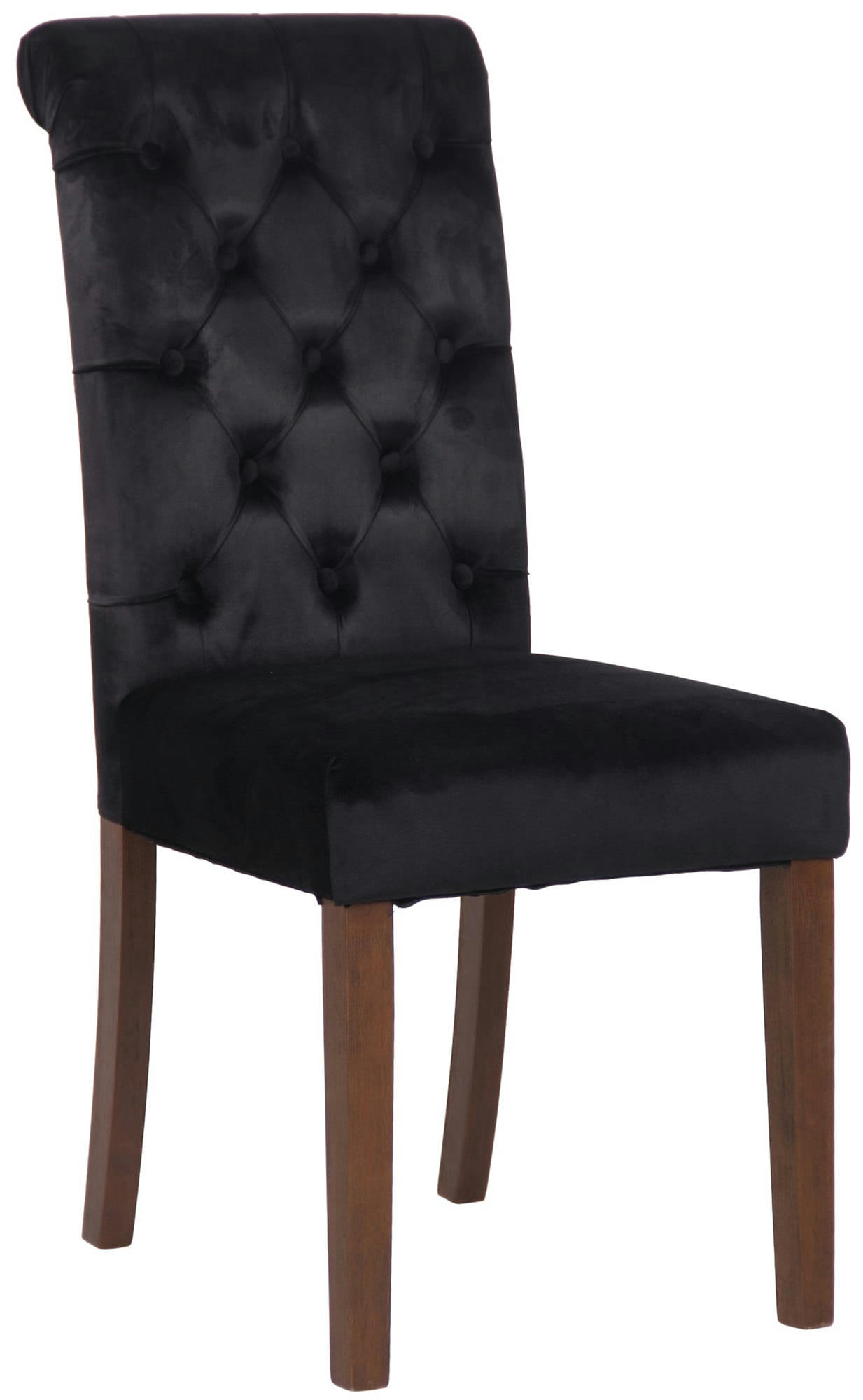 LISBURN - Chaise de salle à manger matelassée en velours Noir