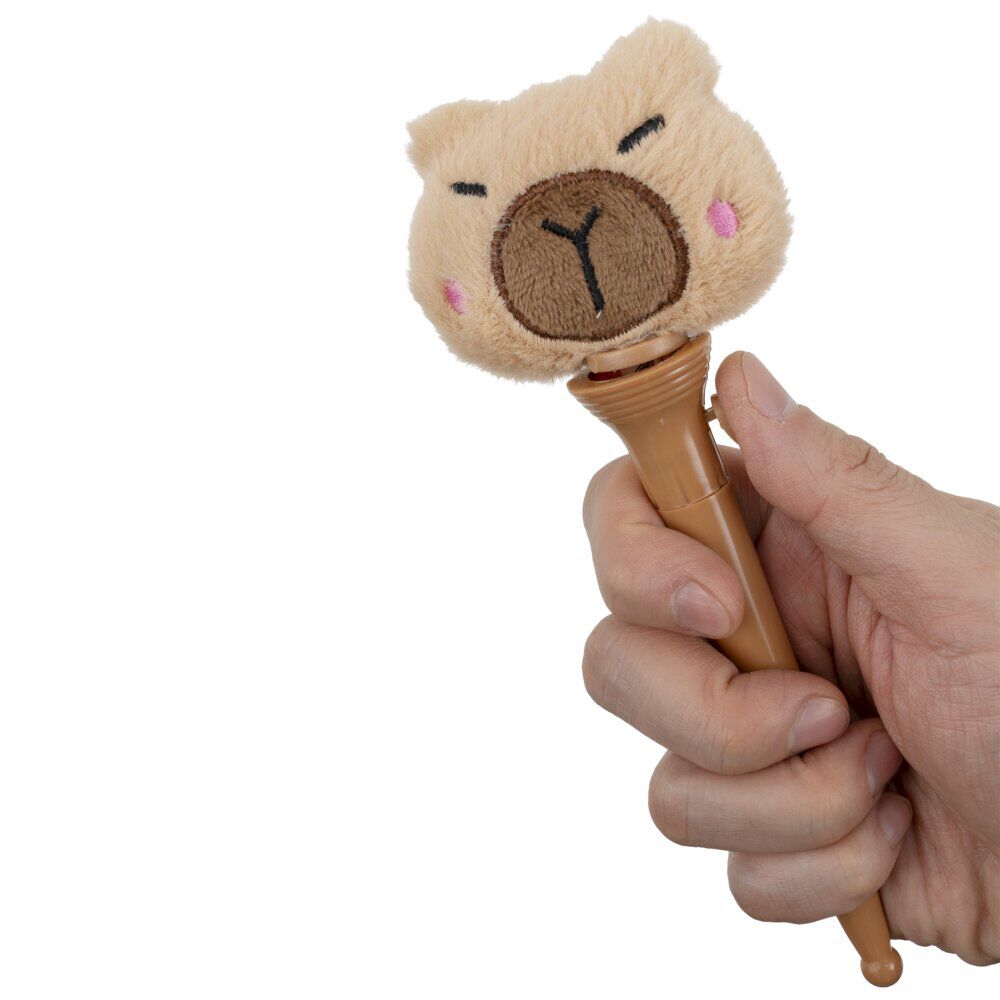 Stylo extrémité peluche encre bleue L19,5cm (2 modèles capybara ou axolotl)