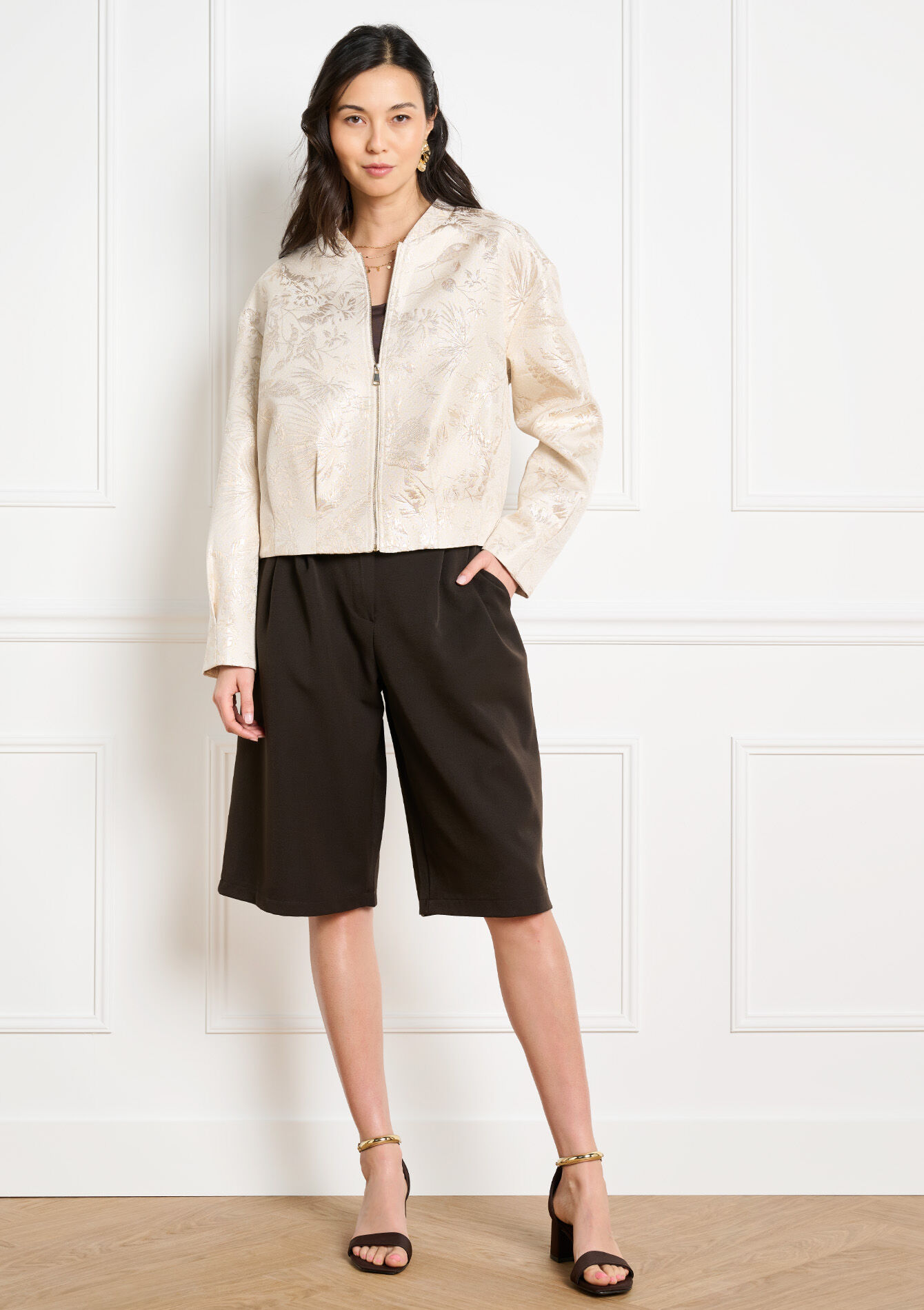 Soepele bermuda met plooien