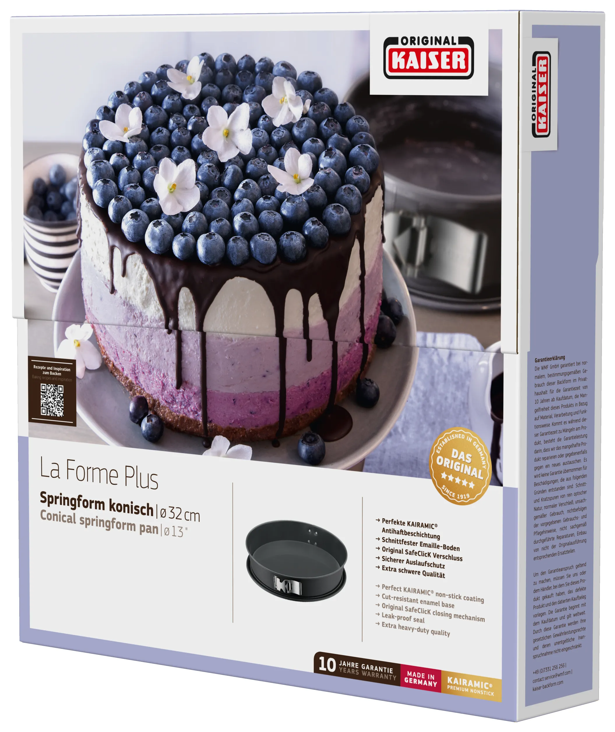 KAISER La Forme Plus Conical Springform Pan with SafeClick, 32 cm