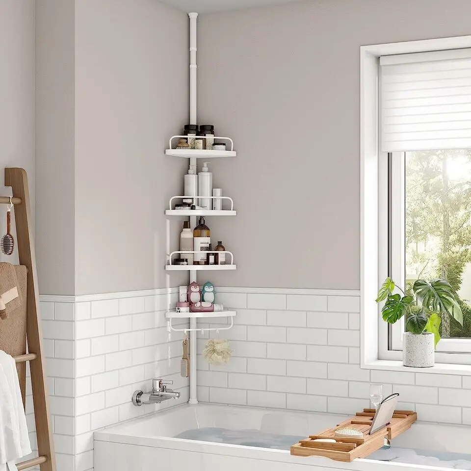 Bobbel Home - Praktisch Douche Rek - 4 Schappen - Hoogte verstelbaar - Wit