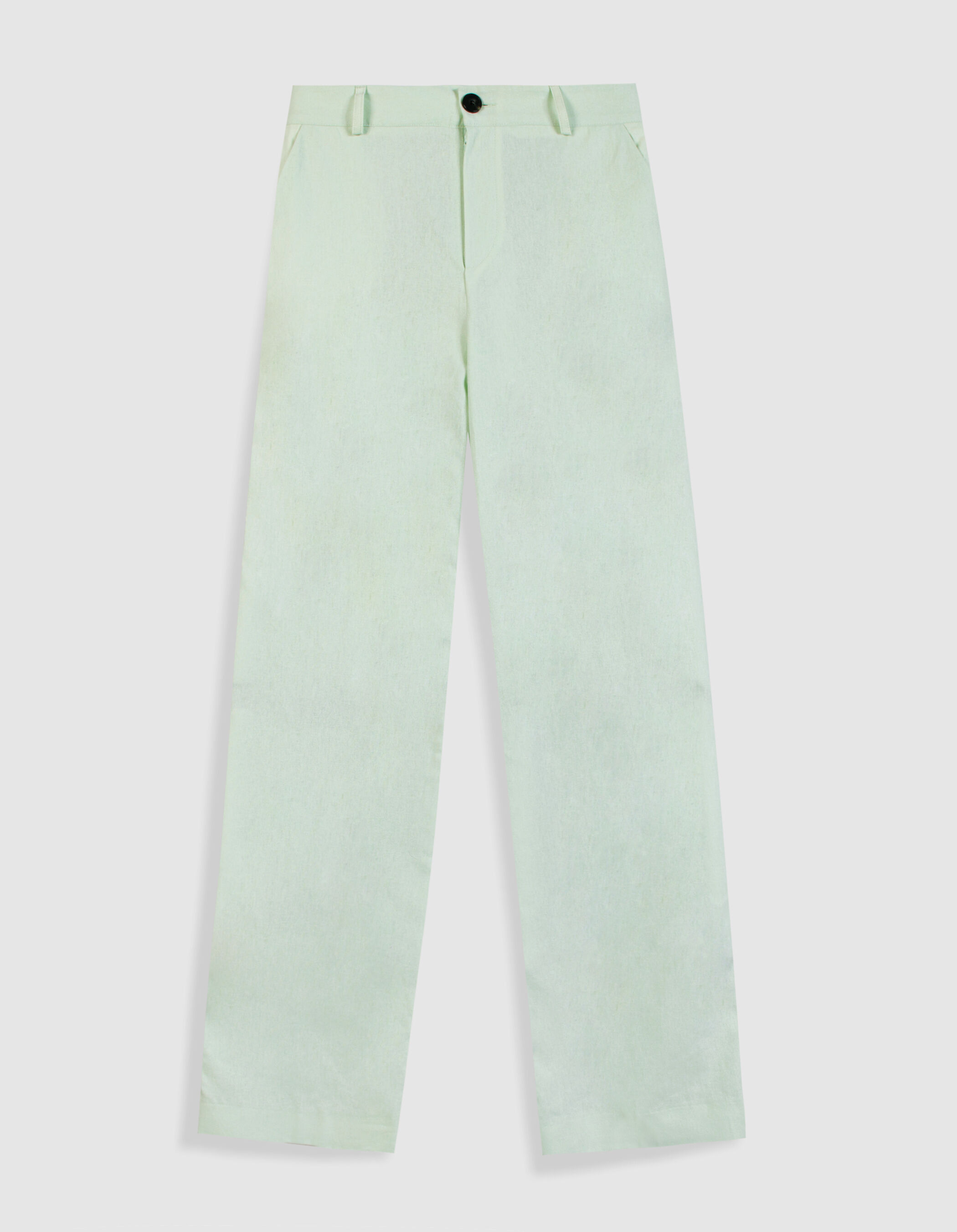 Pantalon de tailleur vert mix lin coton Femme