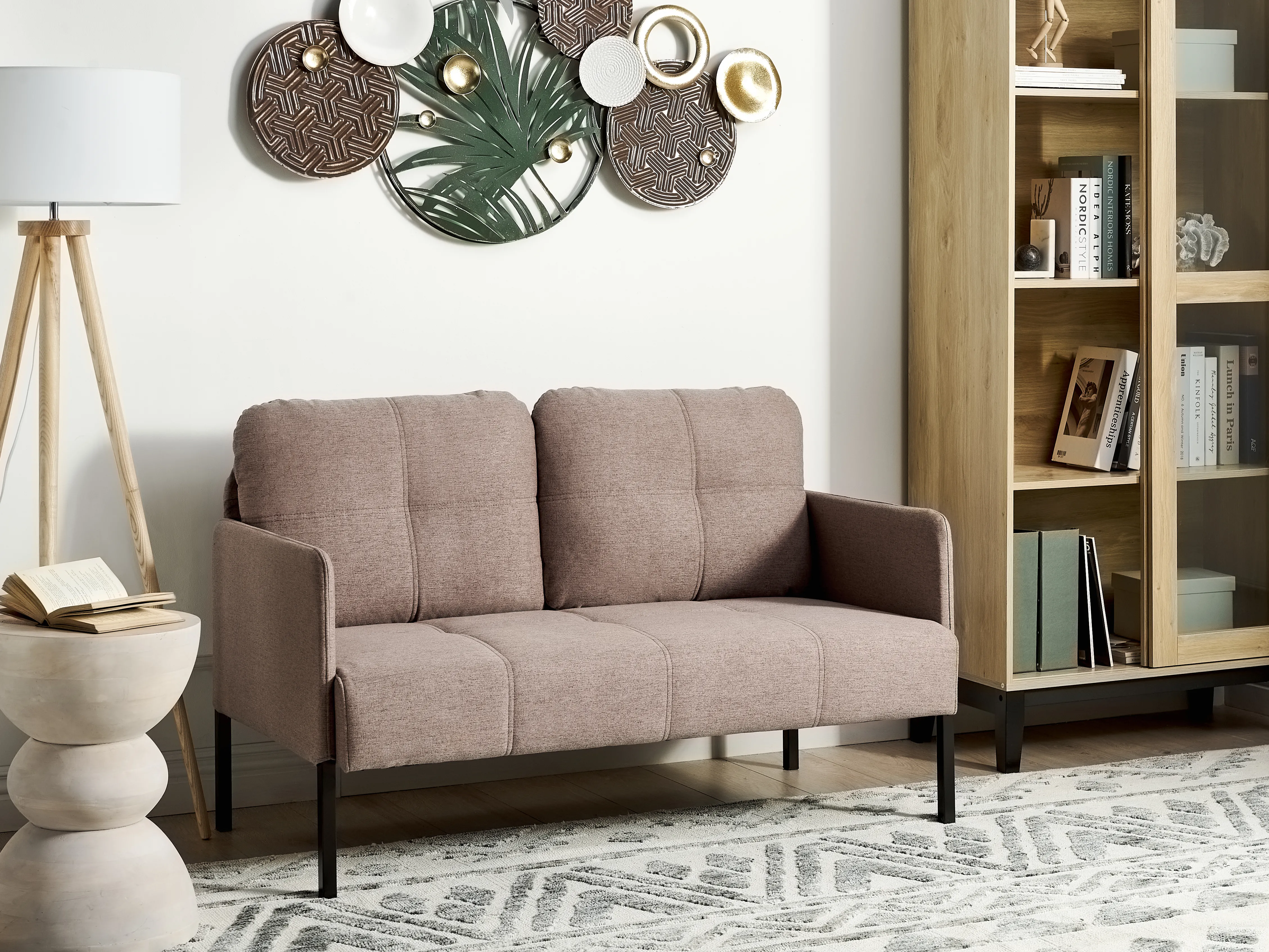 Sofa 2 Seater LAHTI Fabric Light Brown