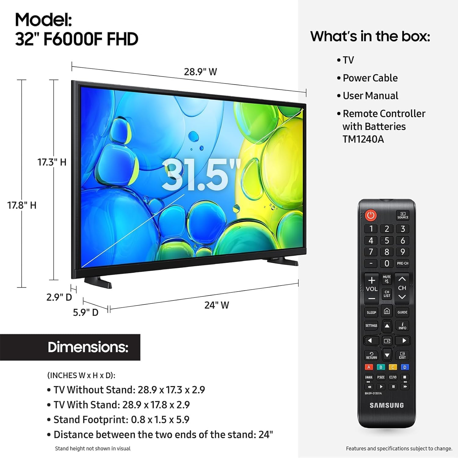 Samsung 32-Inch Smart LED TV Bundle – Full HD 1080p, HDR, Bluetooth, w/ 12 Month CPS Protection, AUX HDMI Cable, and Screen Cleaning.