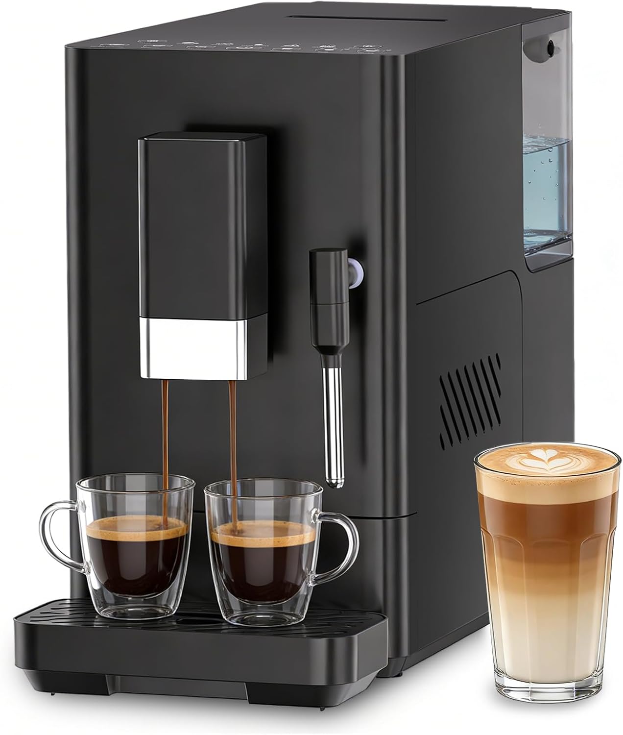 COWSAR 20bar Automatic Espresso Machine with Grinder & Manual Milk Frother, Auto-Clean Function Espresso Maker, Professional Expresso Coffee Machines with Button Controls for Cappuccino, Latte, Black