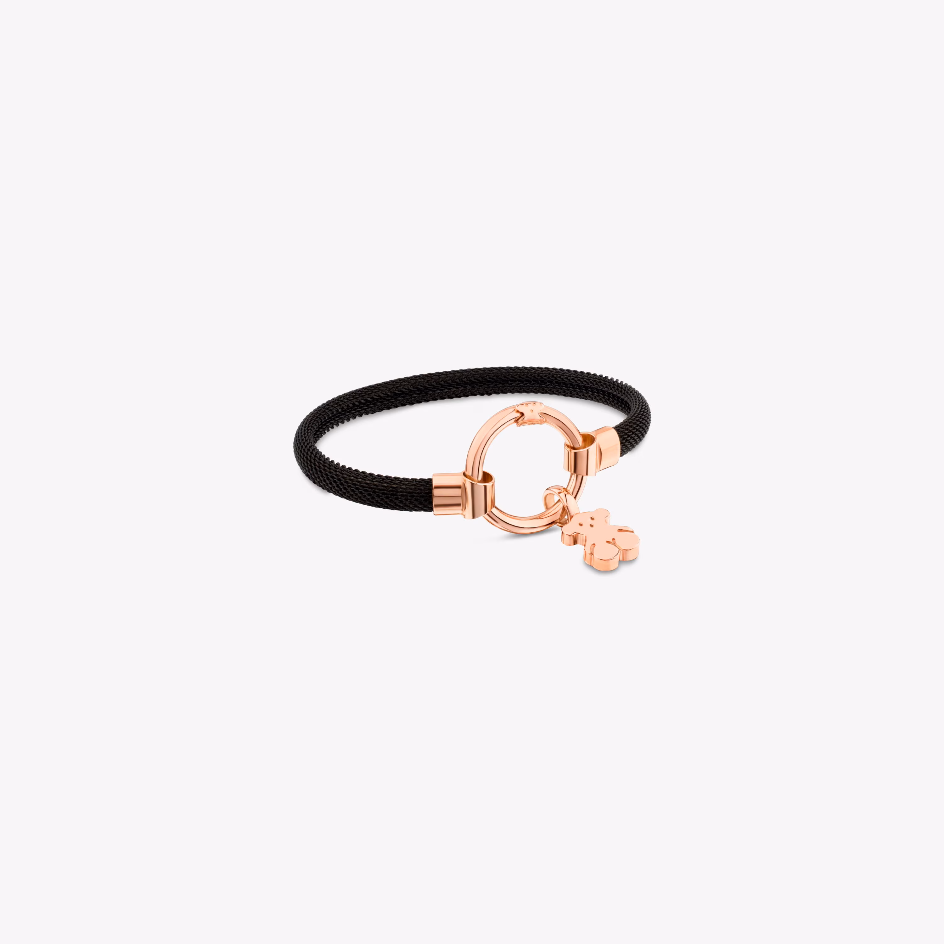 Pulsera mediana con baño de oro rosa 18 kt sobre plata y acero IP negro Hold