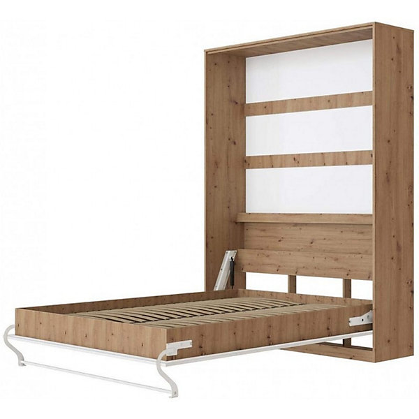 Armoire Lit escamotable Lit Mural Supérieur Vertical 120x200cm Chêne Sauvage-blanc