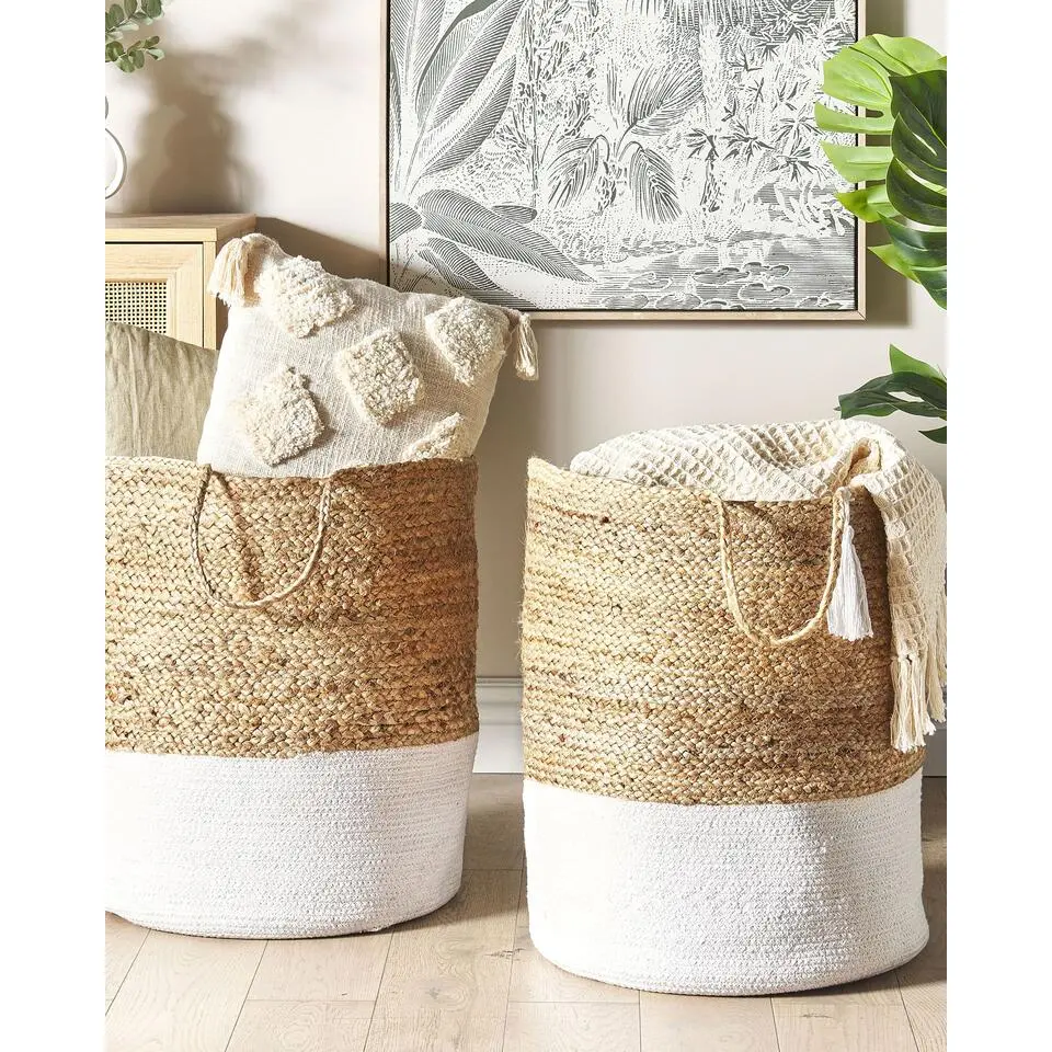 GAJAR - Manden set van 2 - Beige/Wit - Jute