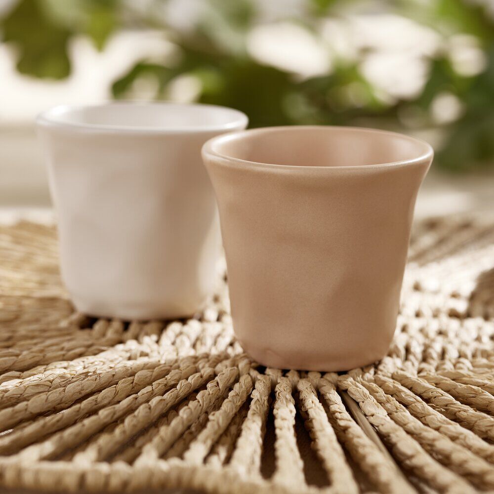 Tasse expresso 10cl forme organique céramique beige Ø6xH6,3cm