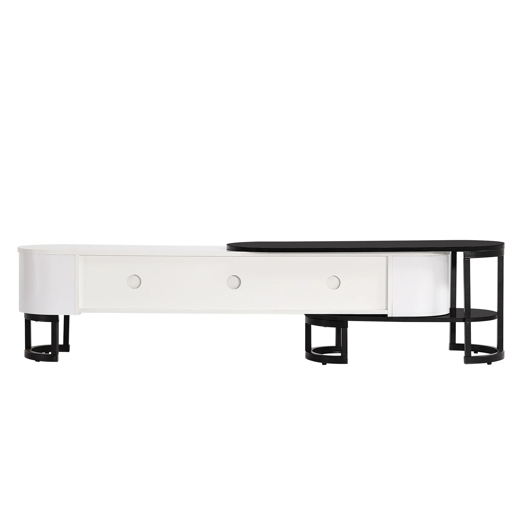 Modern Extendable TV Stand for TVs up to 75 Inches, Metal Adjustable Legs - 67.7 D x 11.5 W x 16.1 H