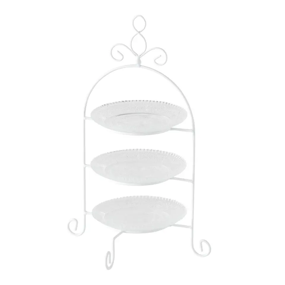 Boltze Etagere - 3-laags - wit - metaal en glas - 30 x 23 cm