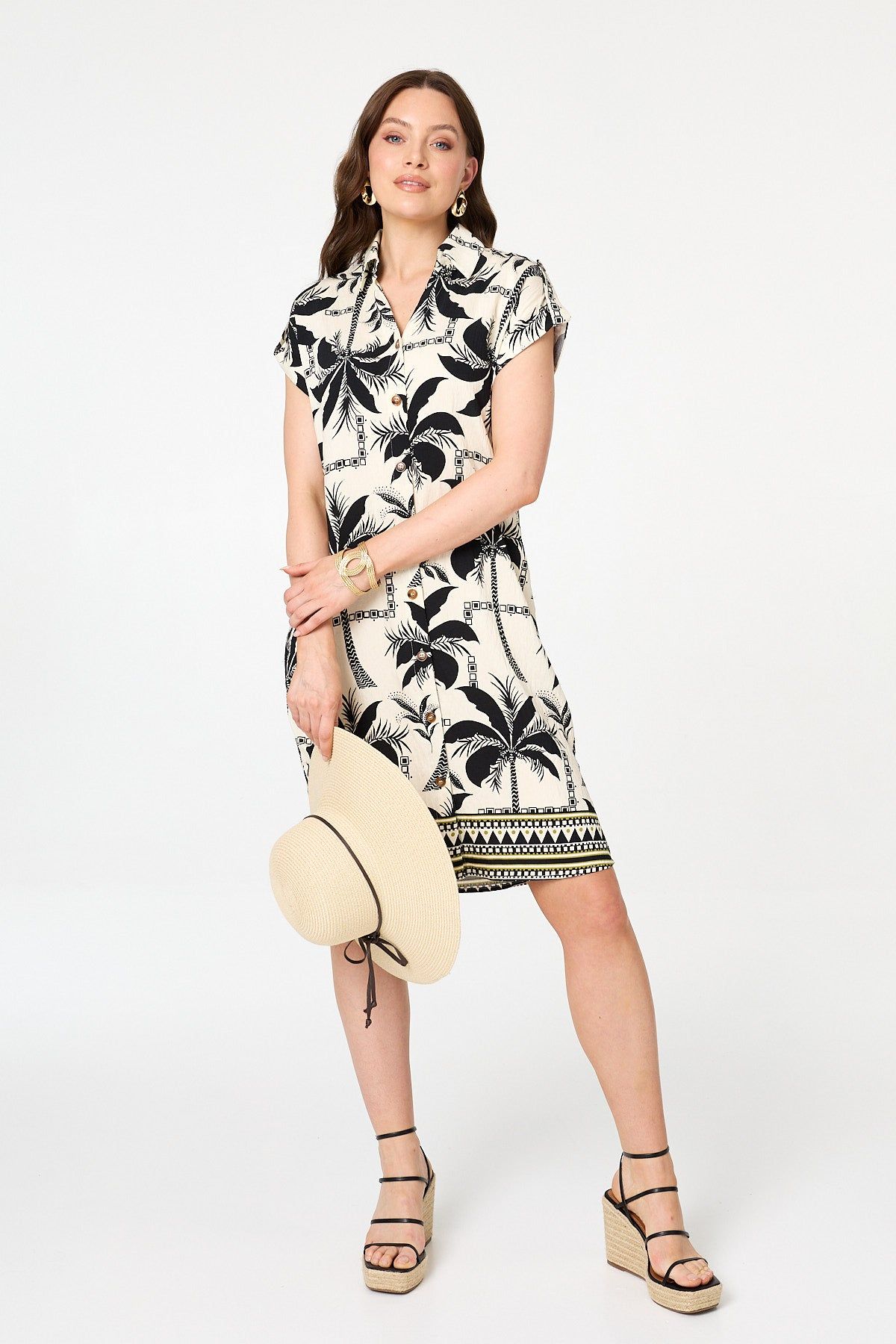 Izabel London Tropical Cap Sleeve Knee Length Dress