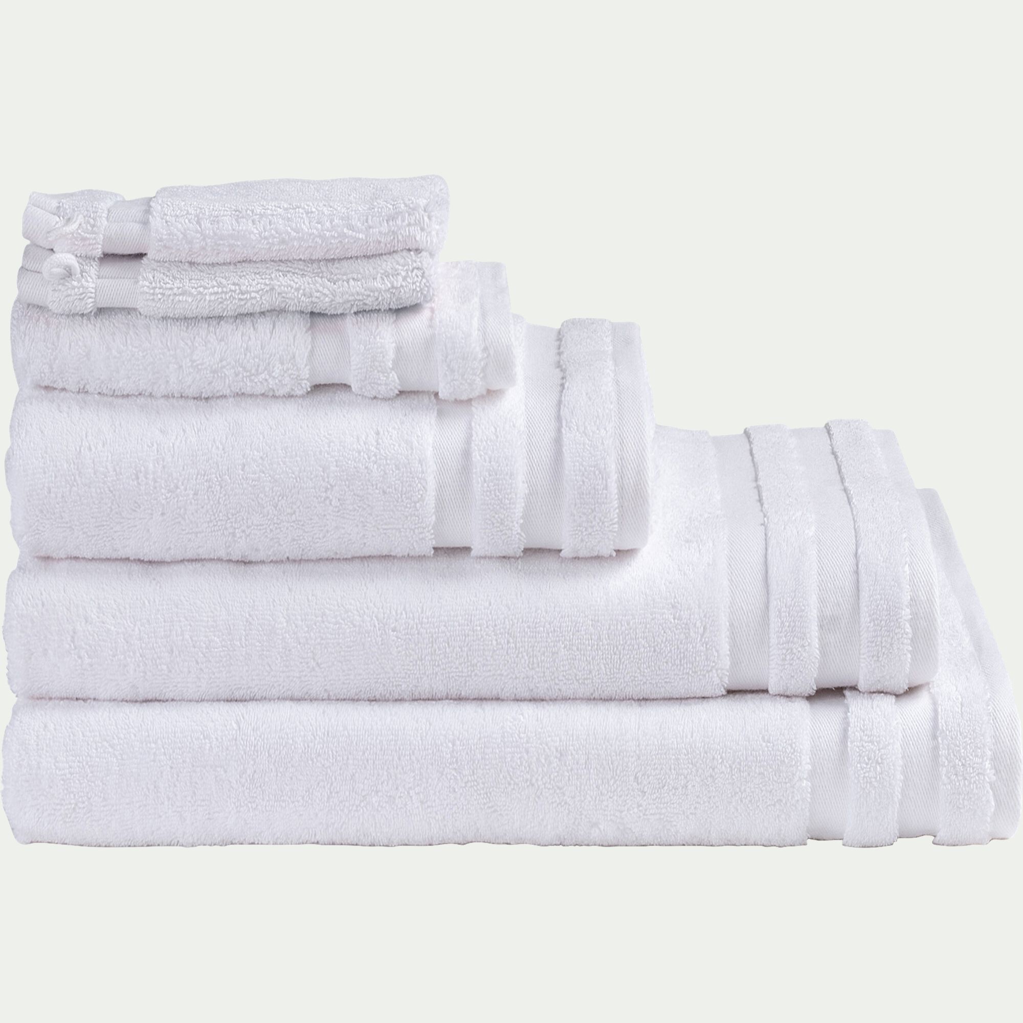 RIVIERA - Serviette de toilette qualité hôtelière en coton - blanc 50x100cm