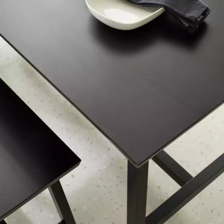 Habitat Kyoto Black Dining Table & 2 Black Benches