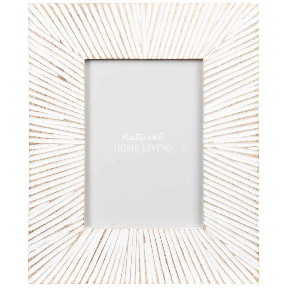 ELYNA - Cadre photo gravé beige et écru 13x18