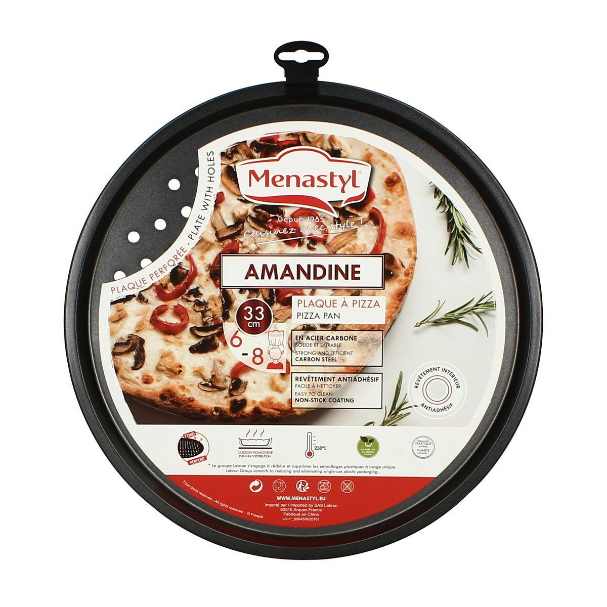 AMANDINE - Plaque à pizza en acier carbone Ø33,5cm