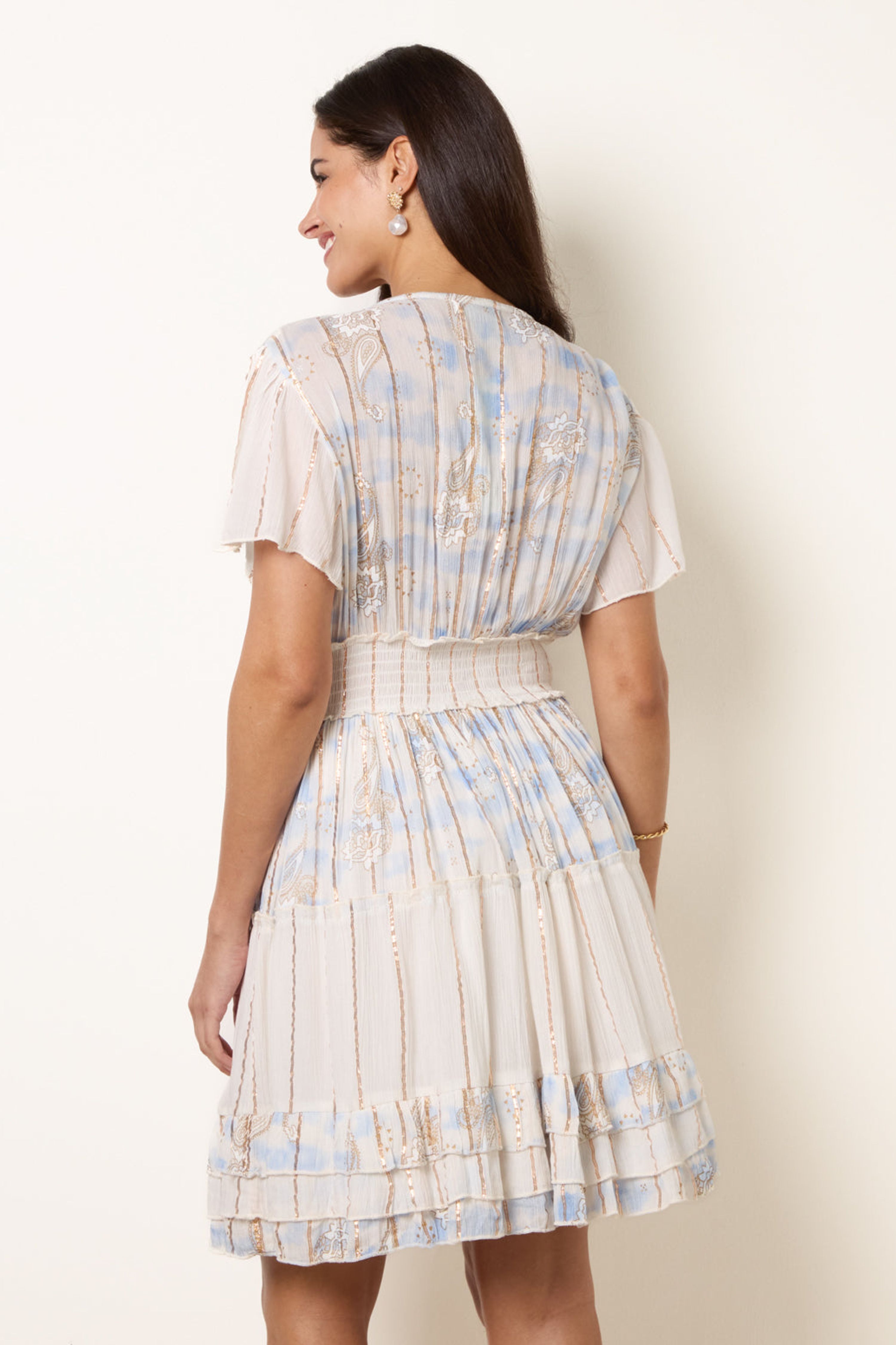 Blue Vanilla Blue Embellished Metallic Mini Dress