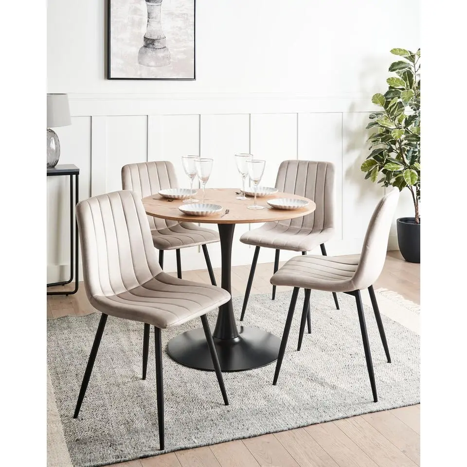 KALISPELL - Eetkamerstoel set van 4 - Beige - Fluweel