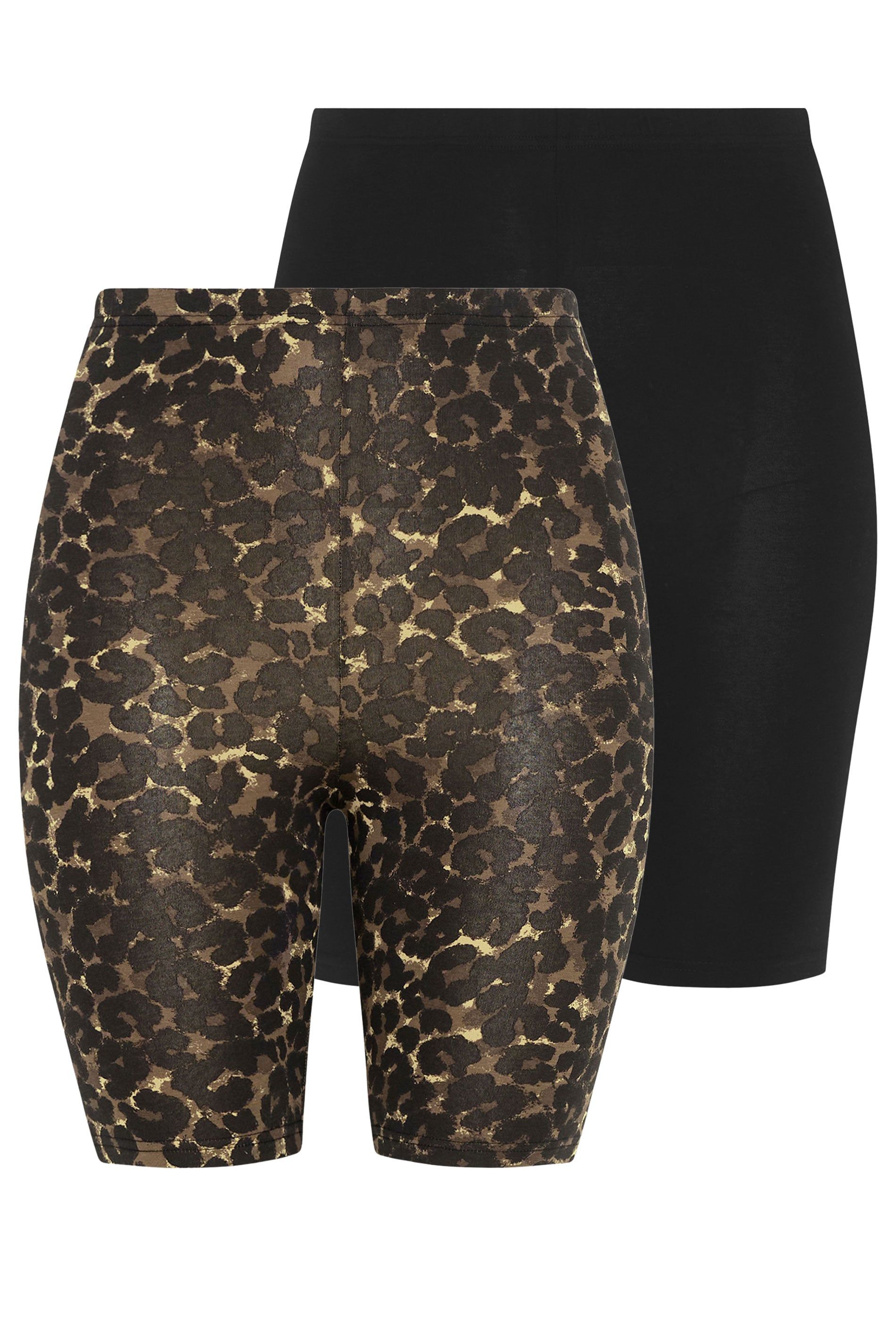 Yours 2 Pack Leopard Stretch Cycling Shorts