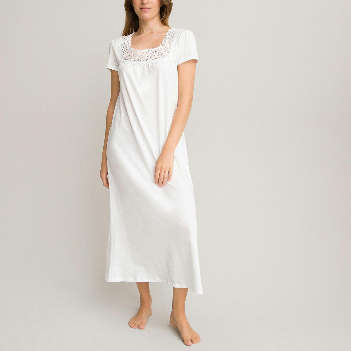 Chemise de nuit dentelle et coton peigné