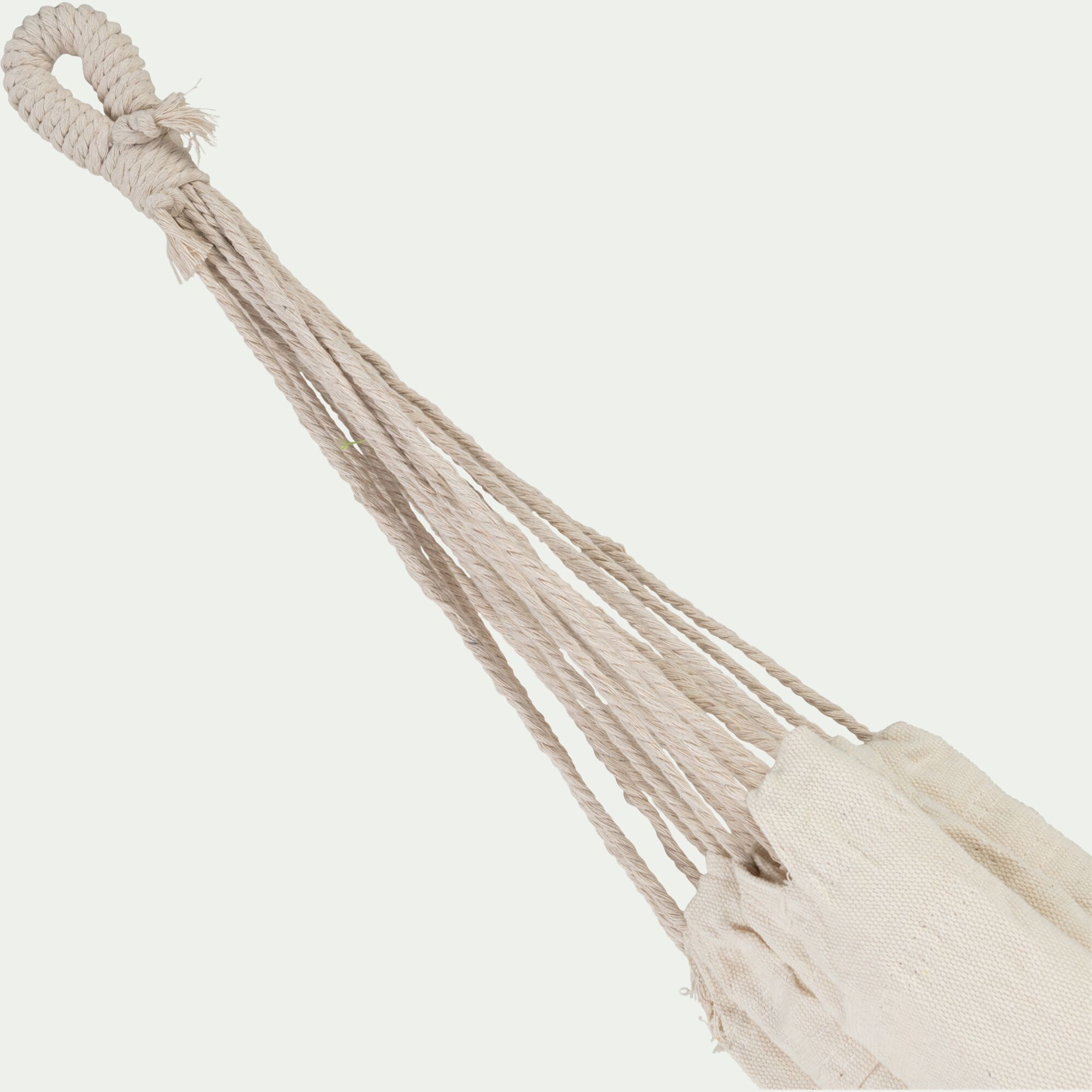 ZUTA - Hamac en coton avec finition en macramé - blanc ventoux