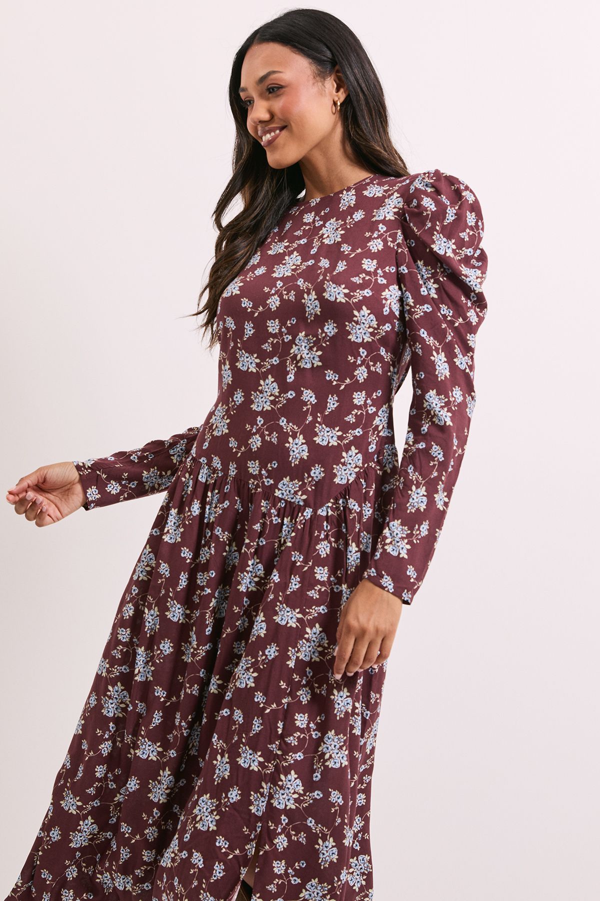 Dorothy Perkins Floral Dropped Waist A-line Midi Dress