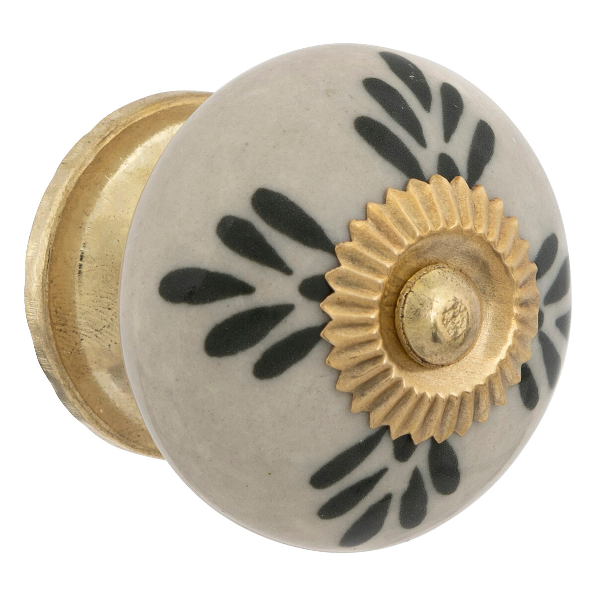 Furniture knobs x2 "Dayana" Ceramics & brass, d.3,8 cm