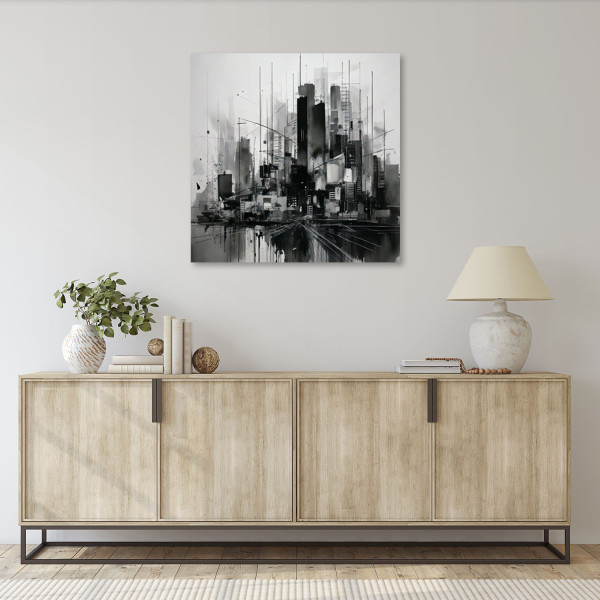 Feeby Obraz do salonu, Miasto Abstrakcja Szarość Nowoczesna 30x30
