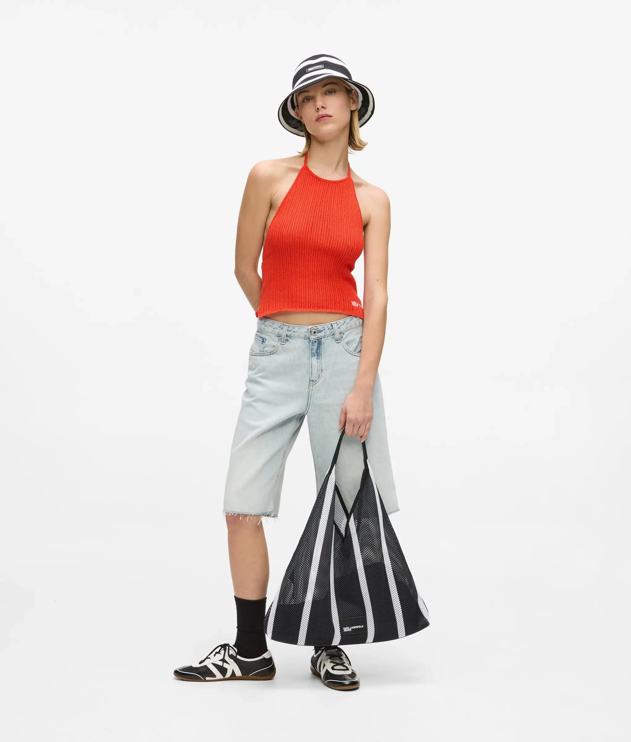 Sac en toile en mesh à rayures