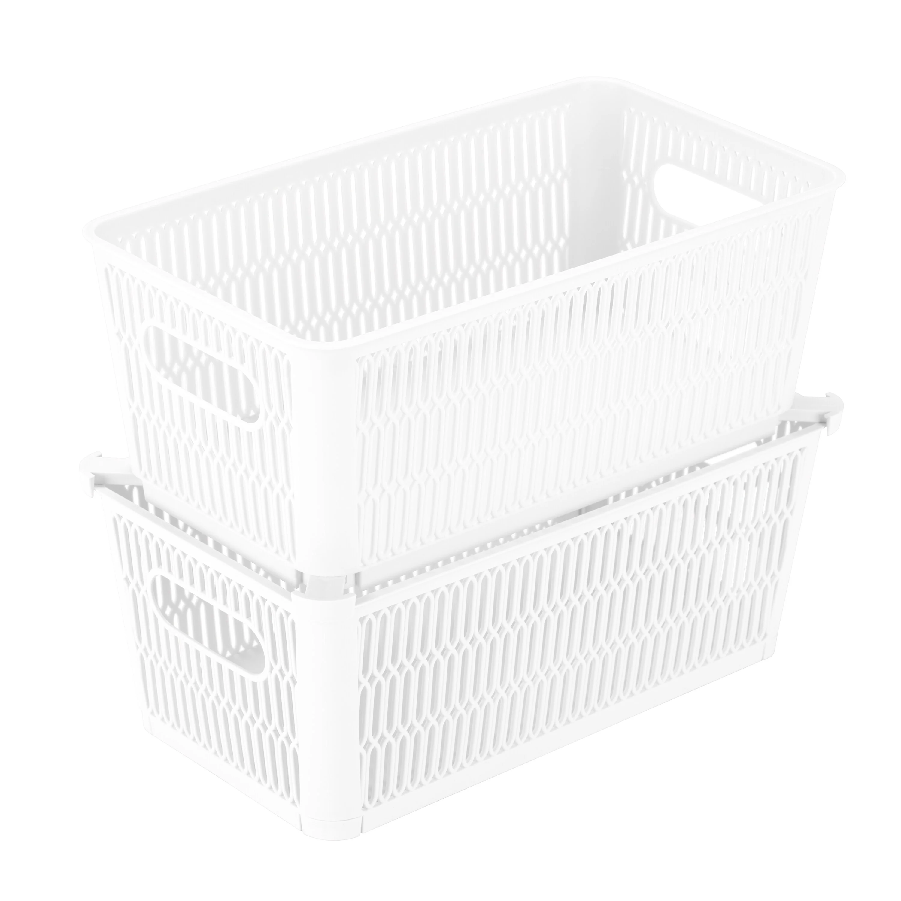 Simplify 2 Pack Slide 2 Stack It Small Storage Tote Baskets