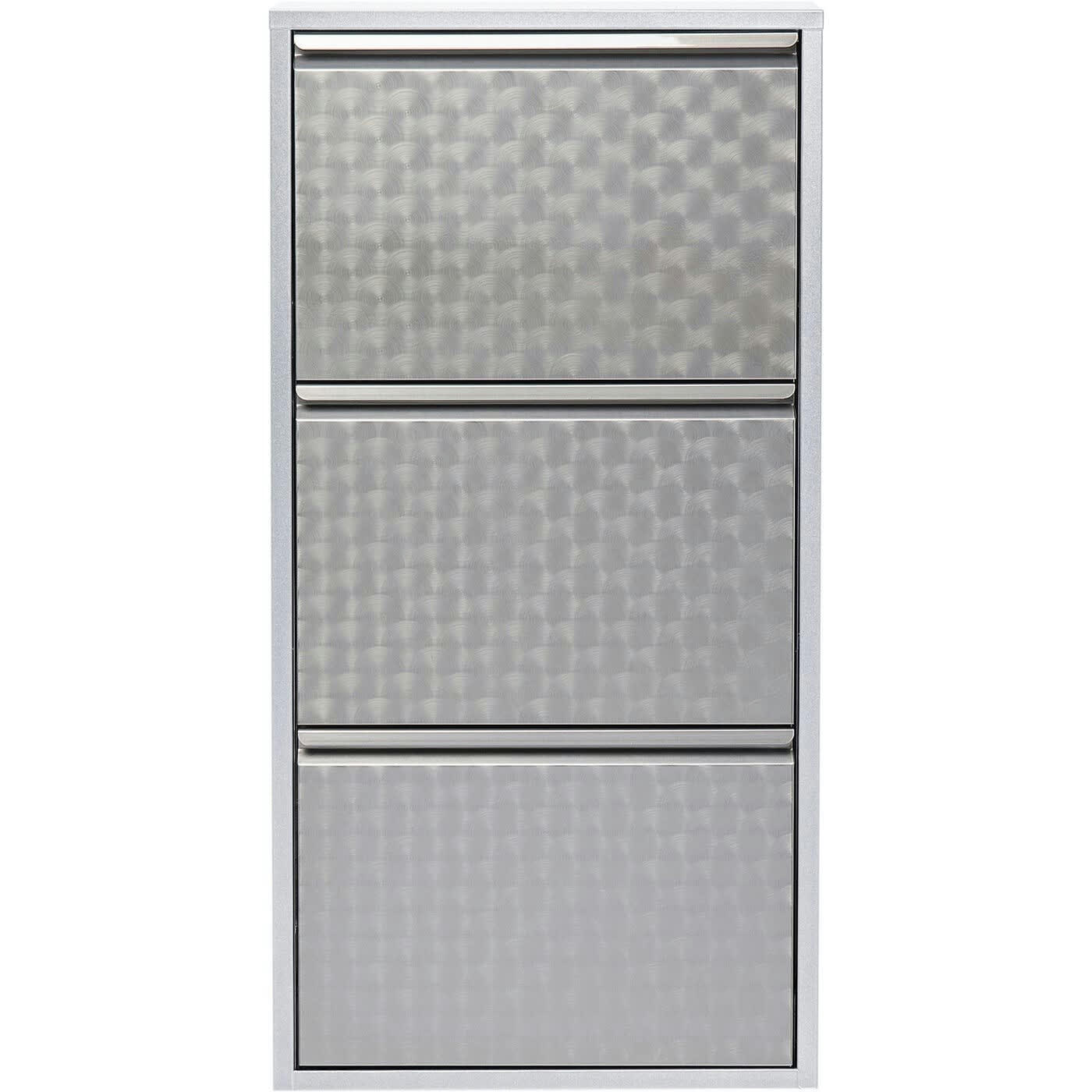 CARUSO - Casier à chaussures 3 tiroirs en acier gris