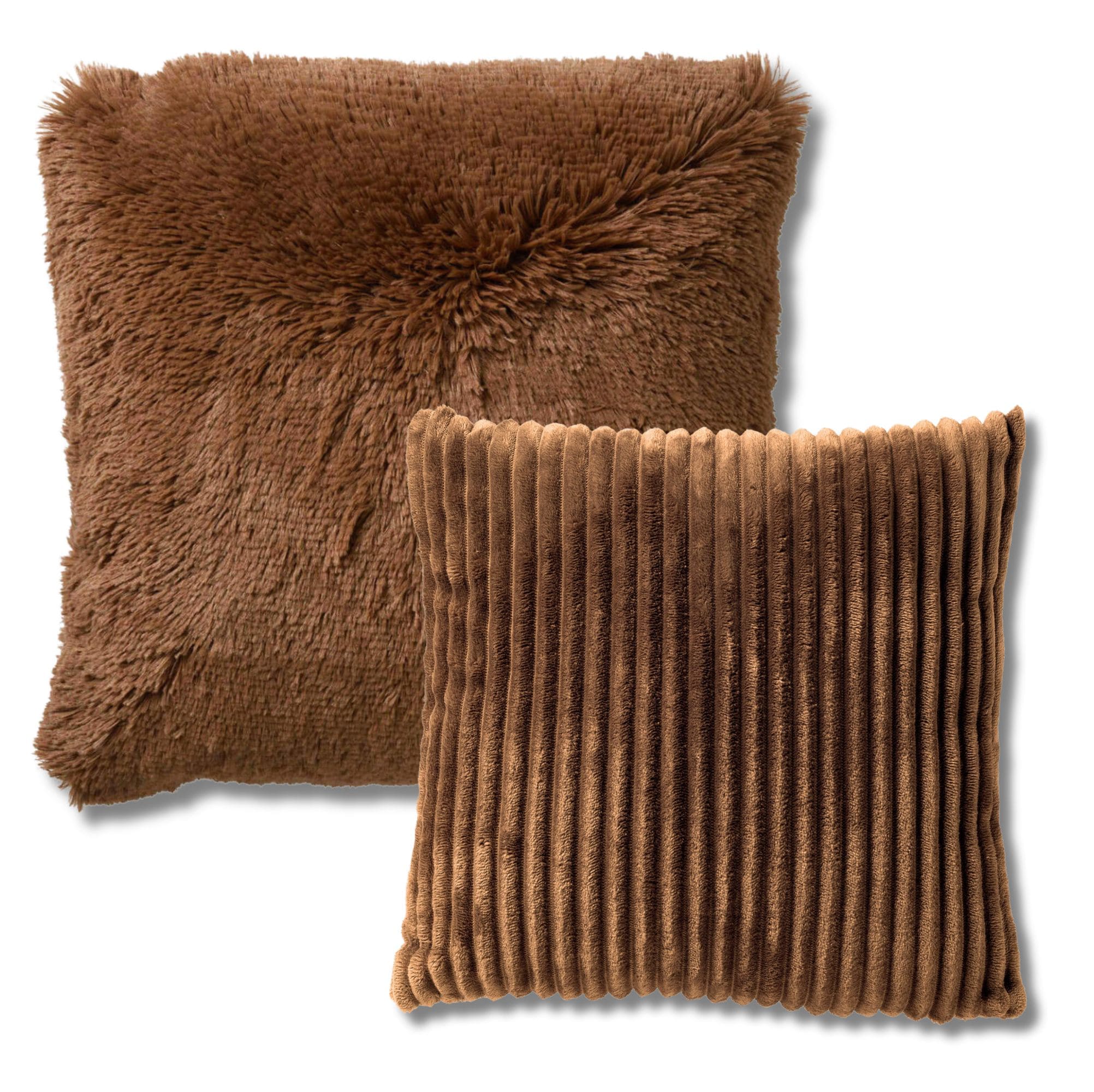 KUSSENSET - 2-delig - Cosy Layers - 60x60 cm, 45x45 cm - inclusief binnenkussens - bruin