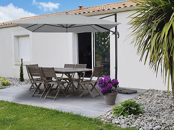 Parasol jardin déporté en aluminium 
