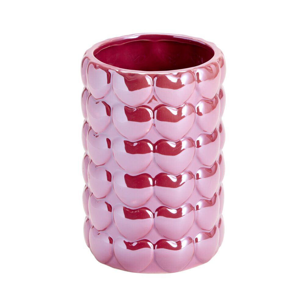 Vase céramique bubble coeur rouge Ø12xH19cm