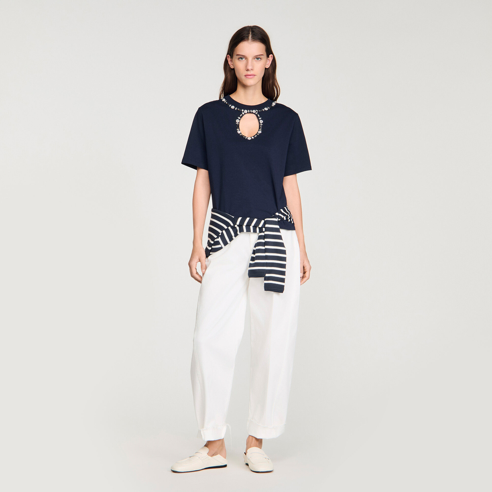 T-shirt ajouré strassé
