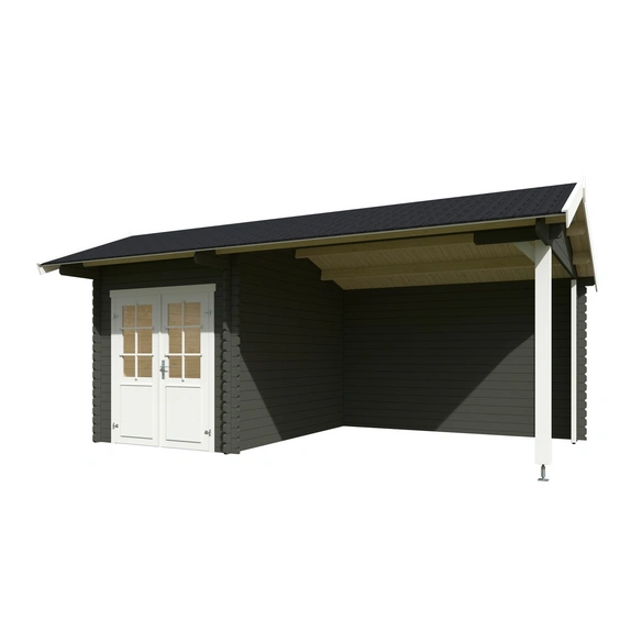 Gartenhaus »Kenzo«, BxHxT: 580 x 273,6 x 389,3 cm (Außenmaß inkl. Dachüberstand), grüngrau