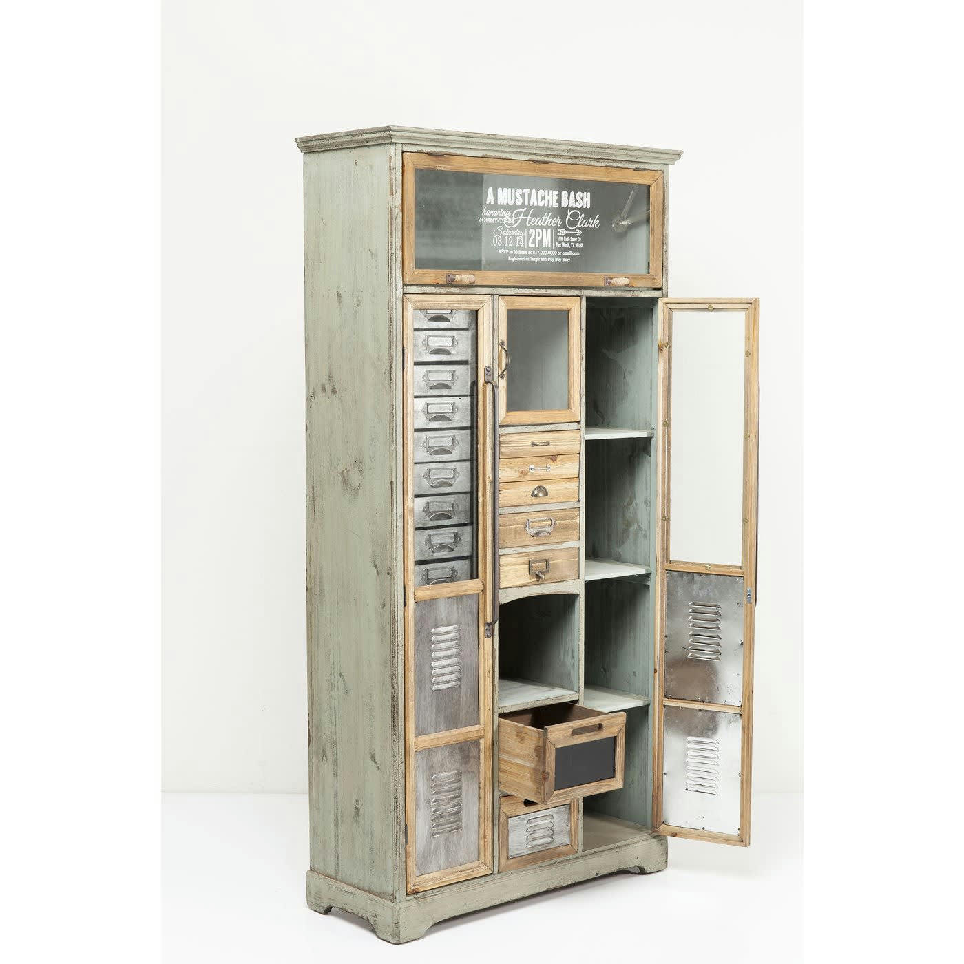 BARBER SHOP - Armoire en sapin massif et acier