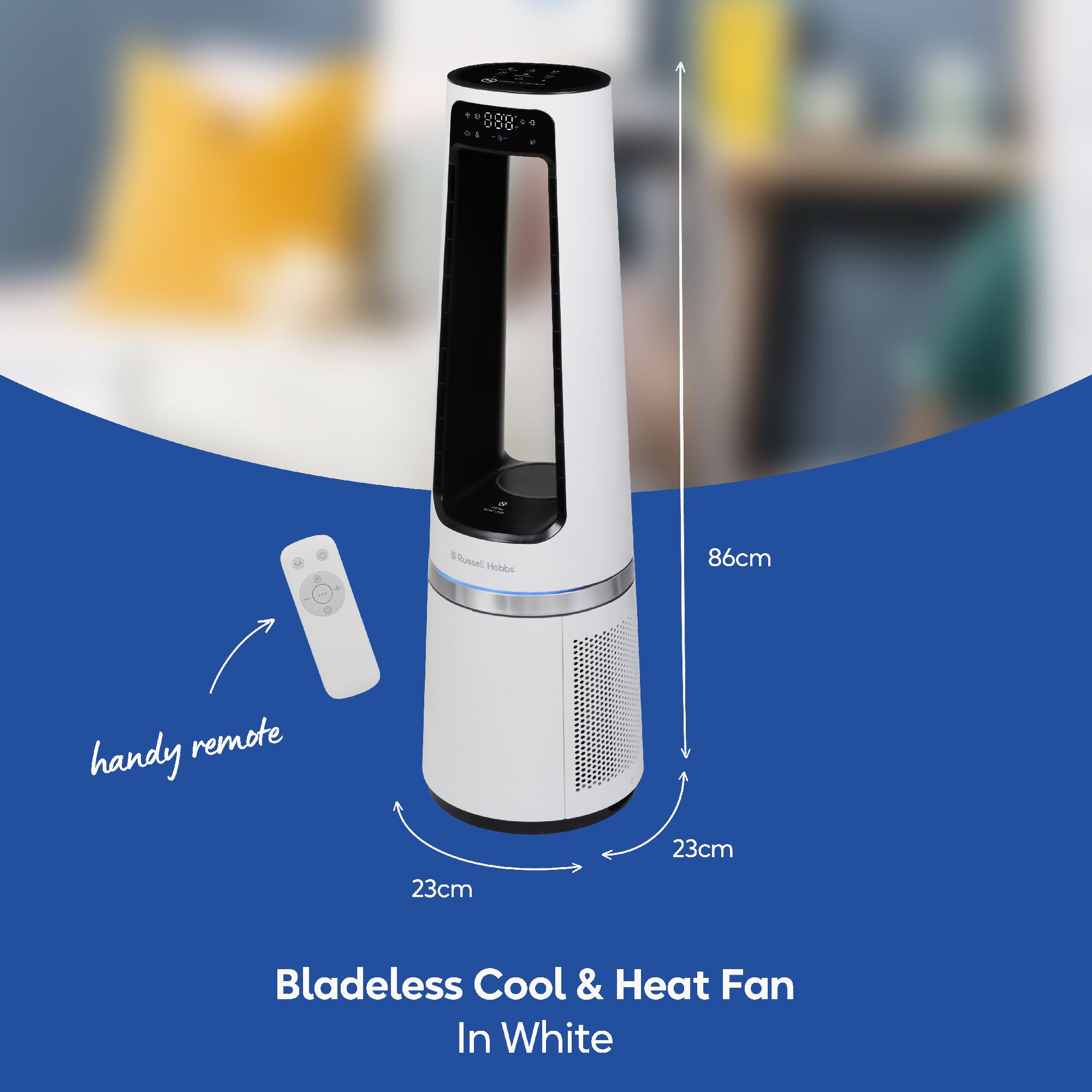 Russell Hobbs Bladeless Fan Electric 12 Speeds Cooling & Heater RHBLDL25
