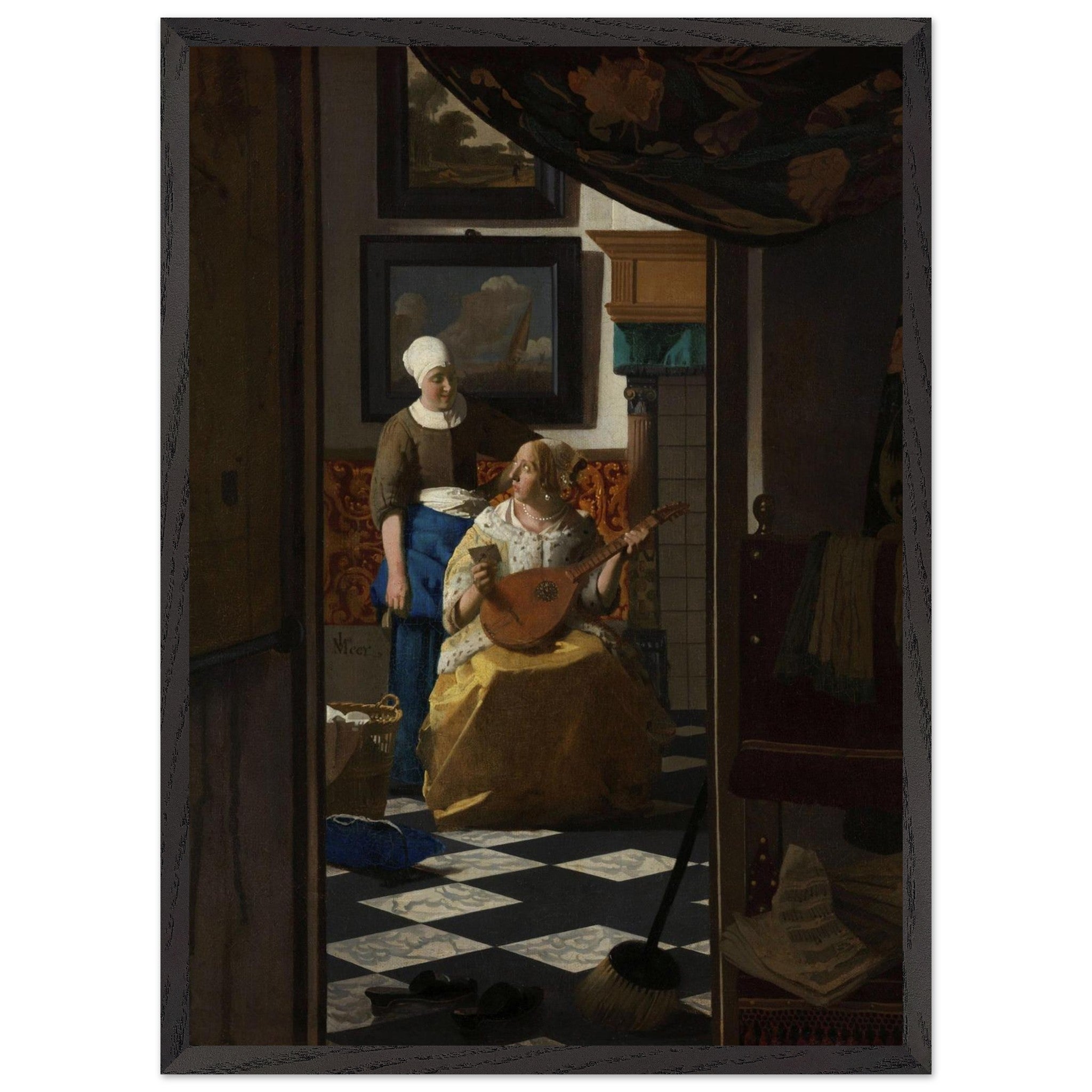 Artfulprints Poster met Lijst Johannes Vermeer - De liefdesbrief  - 50x70 cm - Bruin