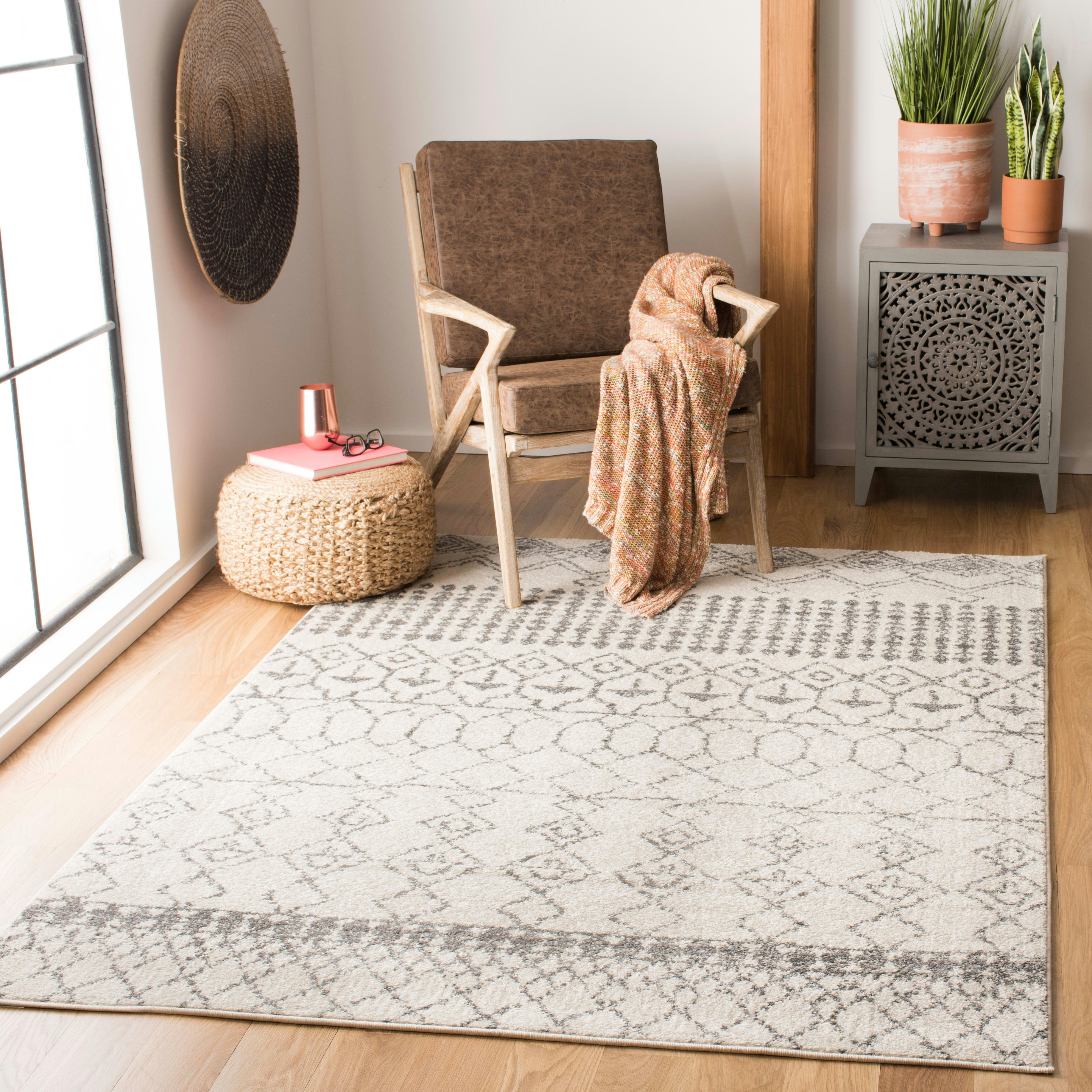TULUM - Tapis de salon interieur en ivoire & gris, 183 x 274 cm