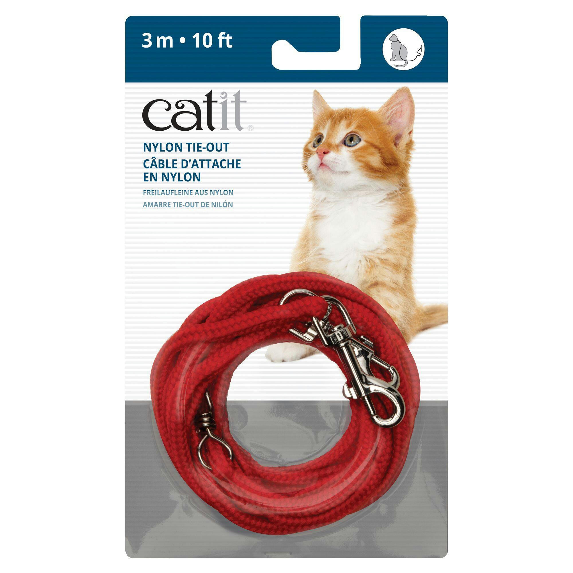 Catit® Nylon Cat Tie Out Cable, 10-ft, Red