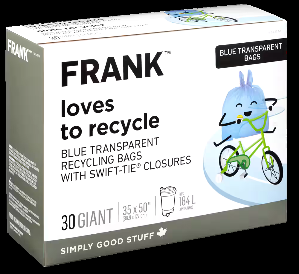 FRANK Giant Blue Recycle Bags, 184-L, 30-ct