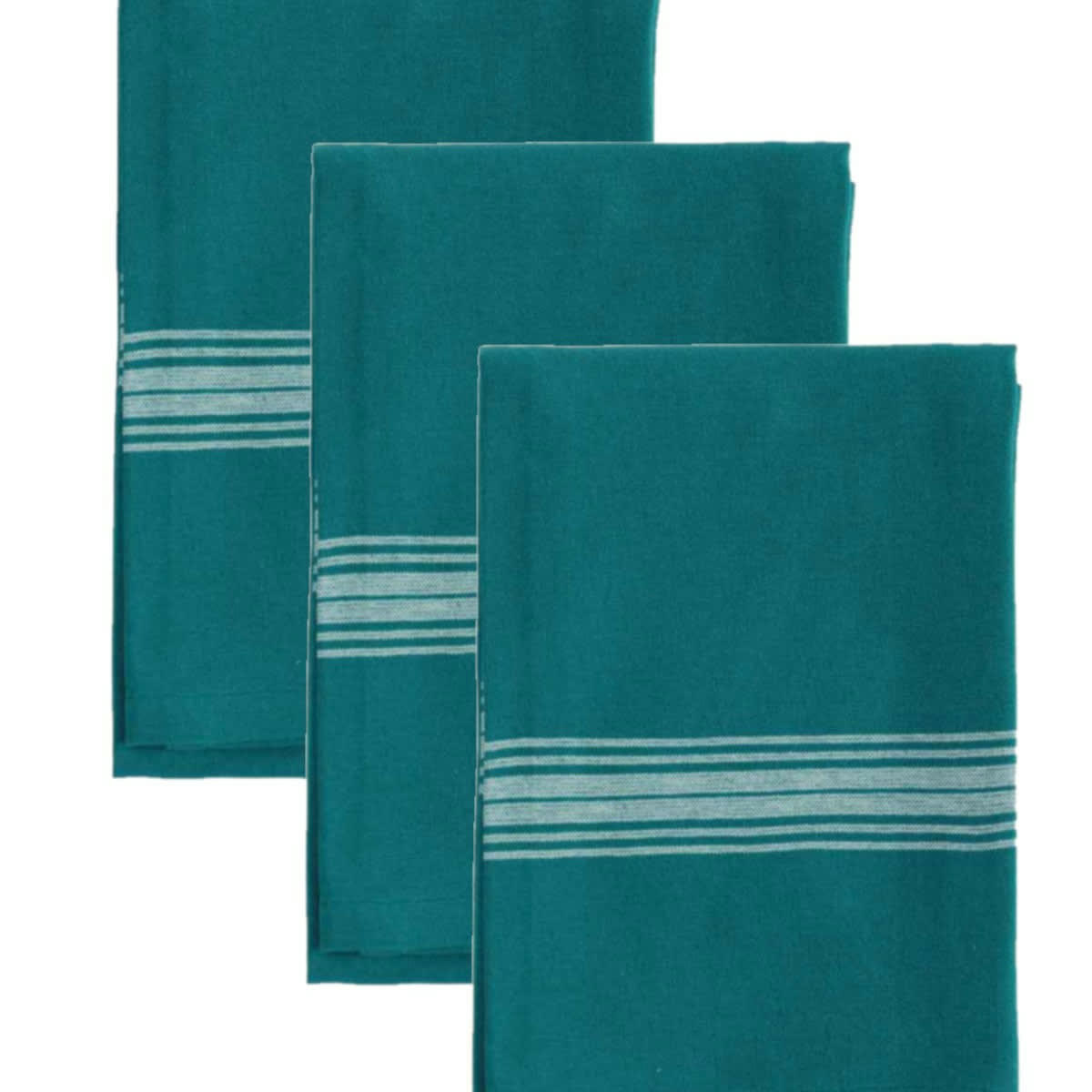 SKANDLIFE - Lot de 3 torchons coton  petrol 50x70 cm