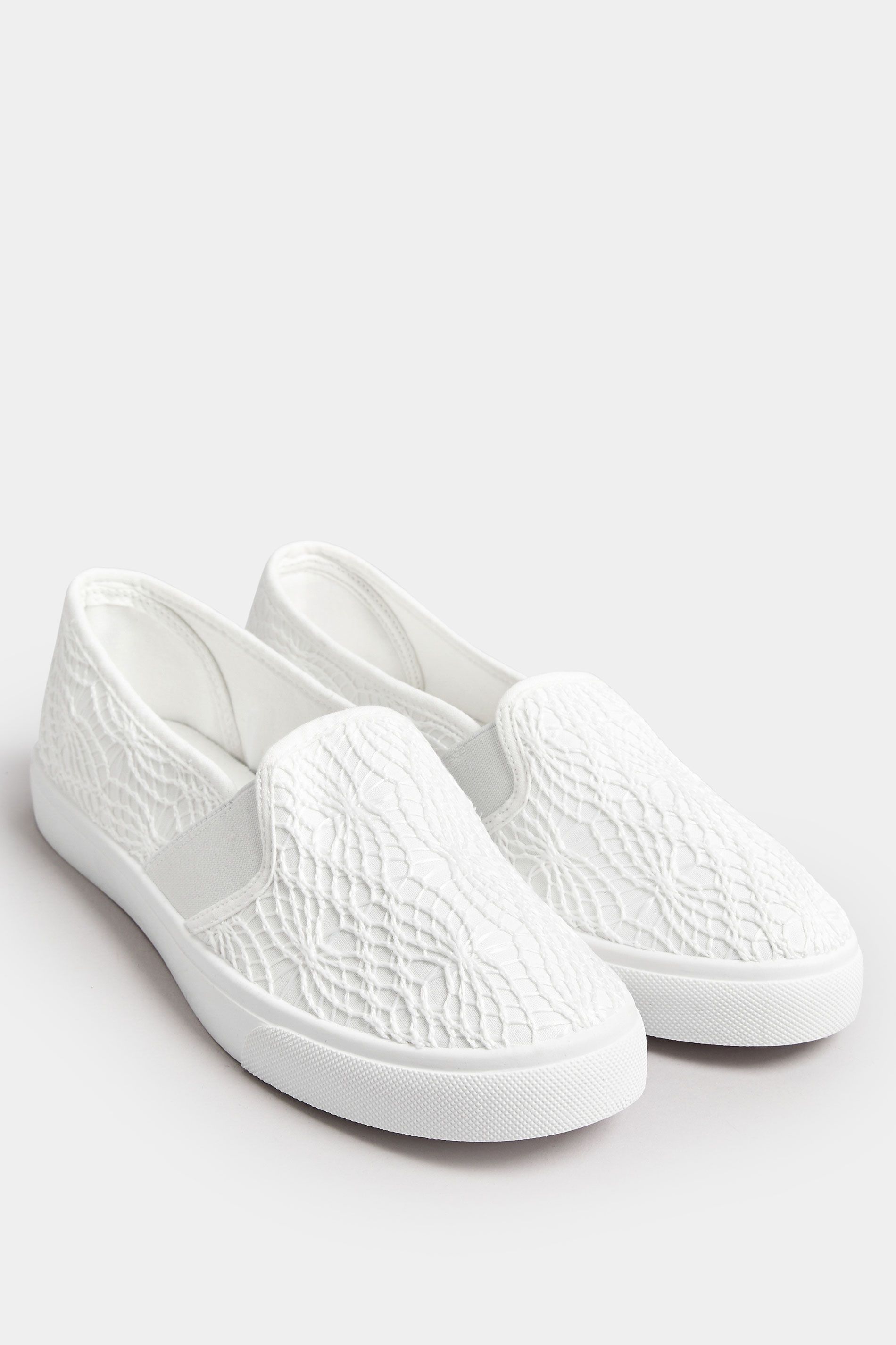 Yours Broderie Anglaise Slip-On Trainers