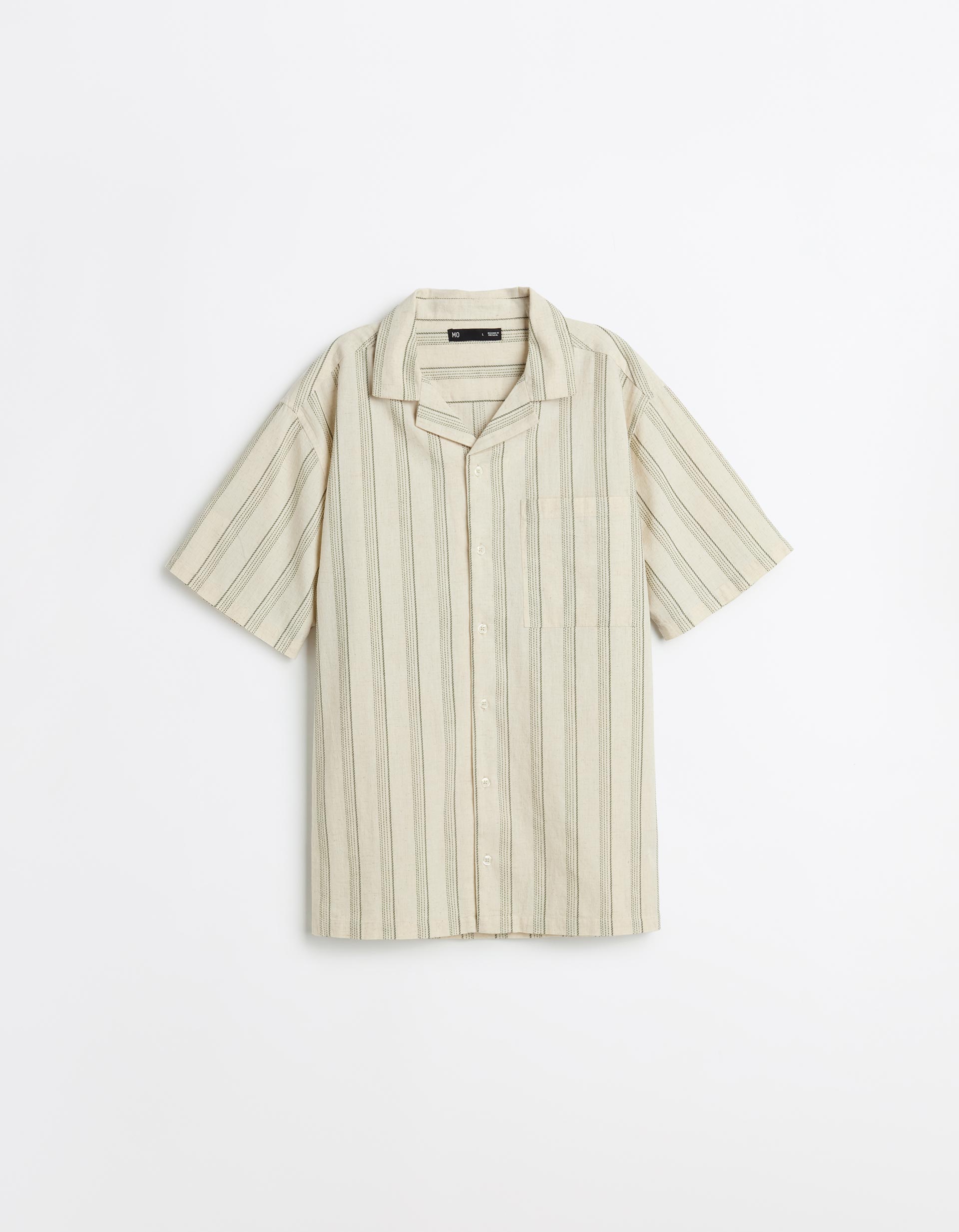 Camisa Resort com Linho, Homem, Bege Claro