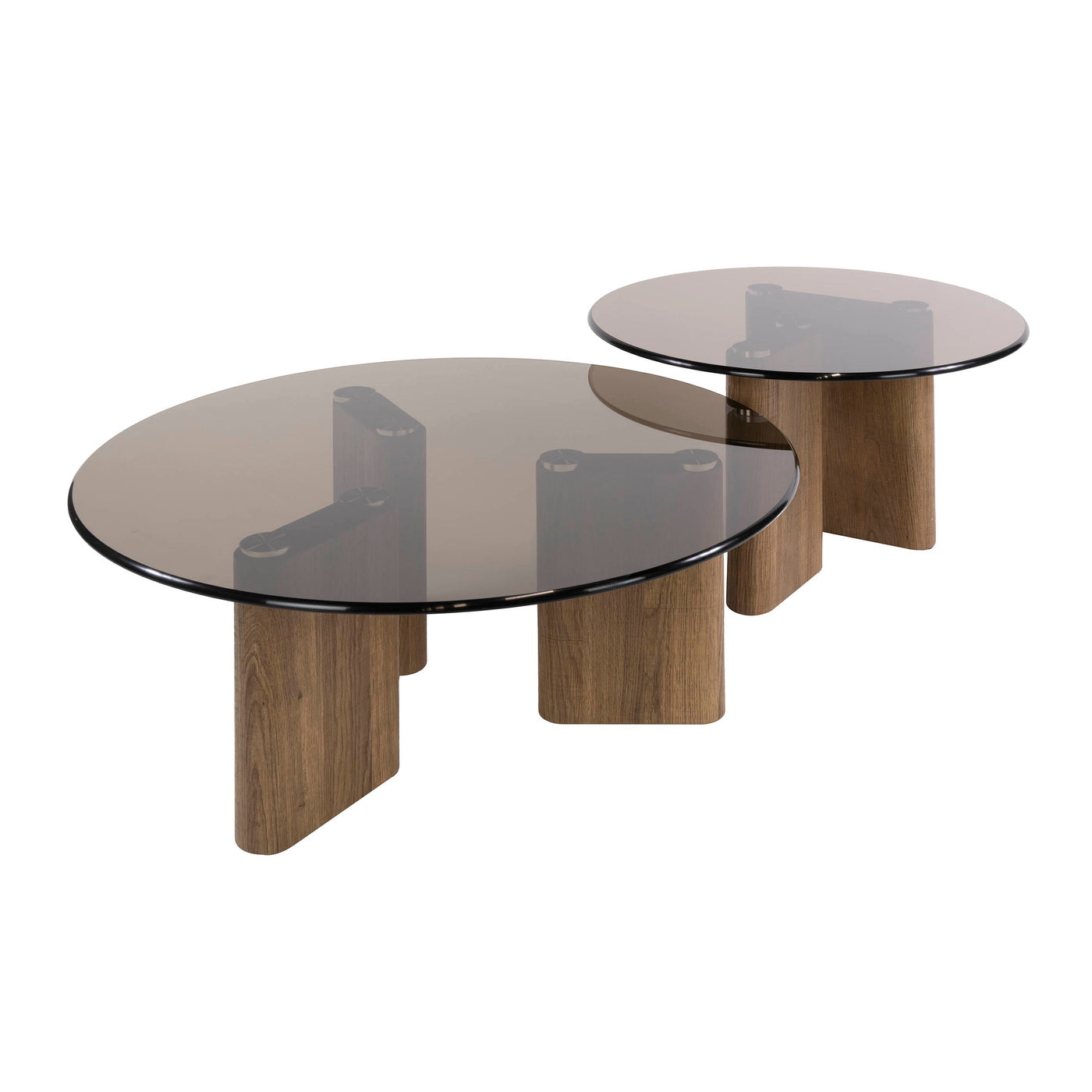 Giga Living Salontafel Tinto - Rond Brons Glas - Set Van 2