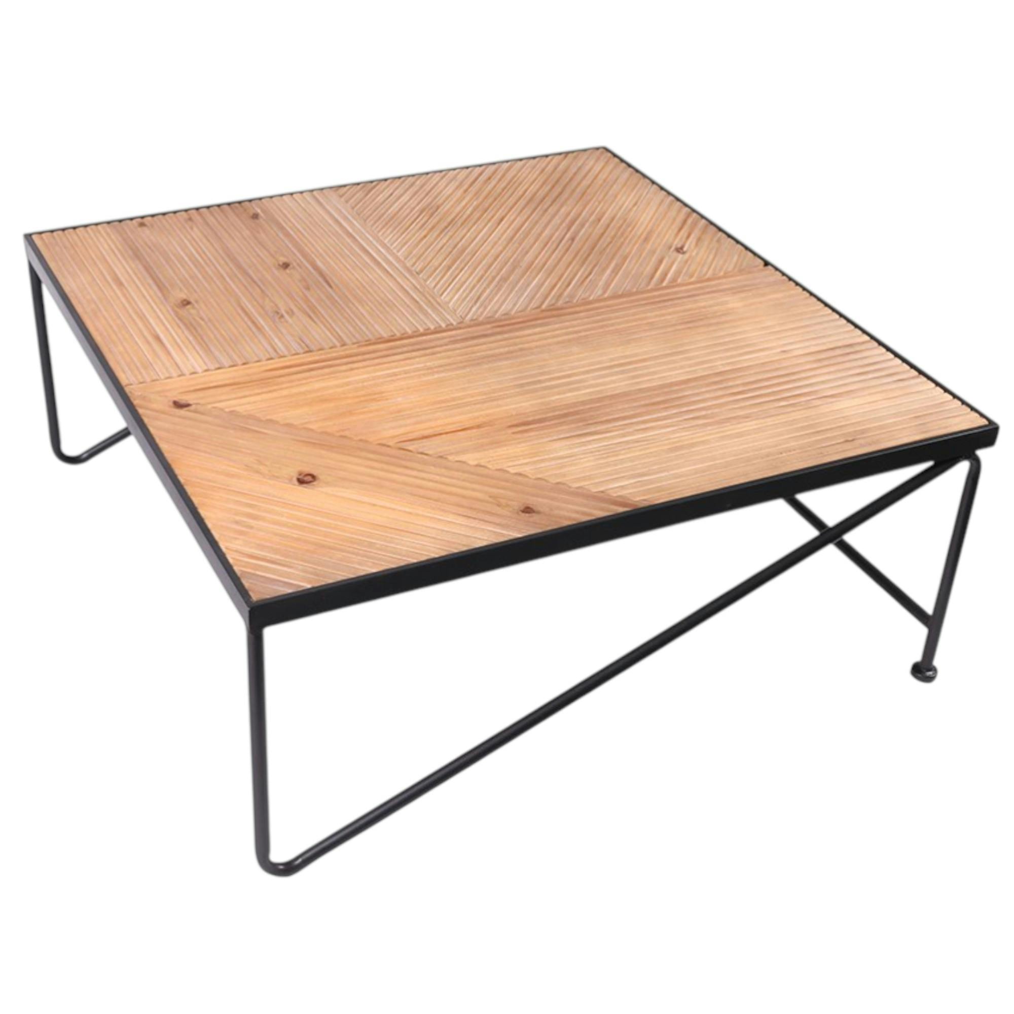 Table basse carrée en bois et métal ATELIER