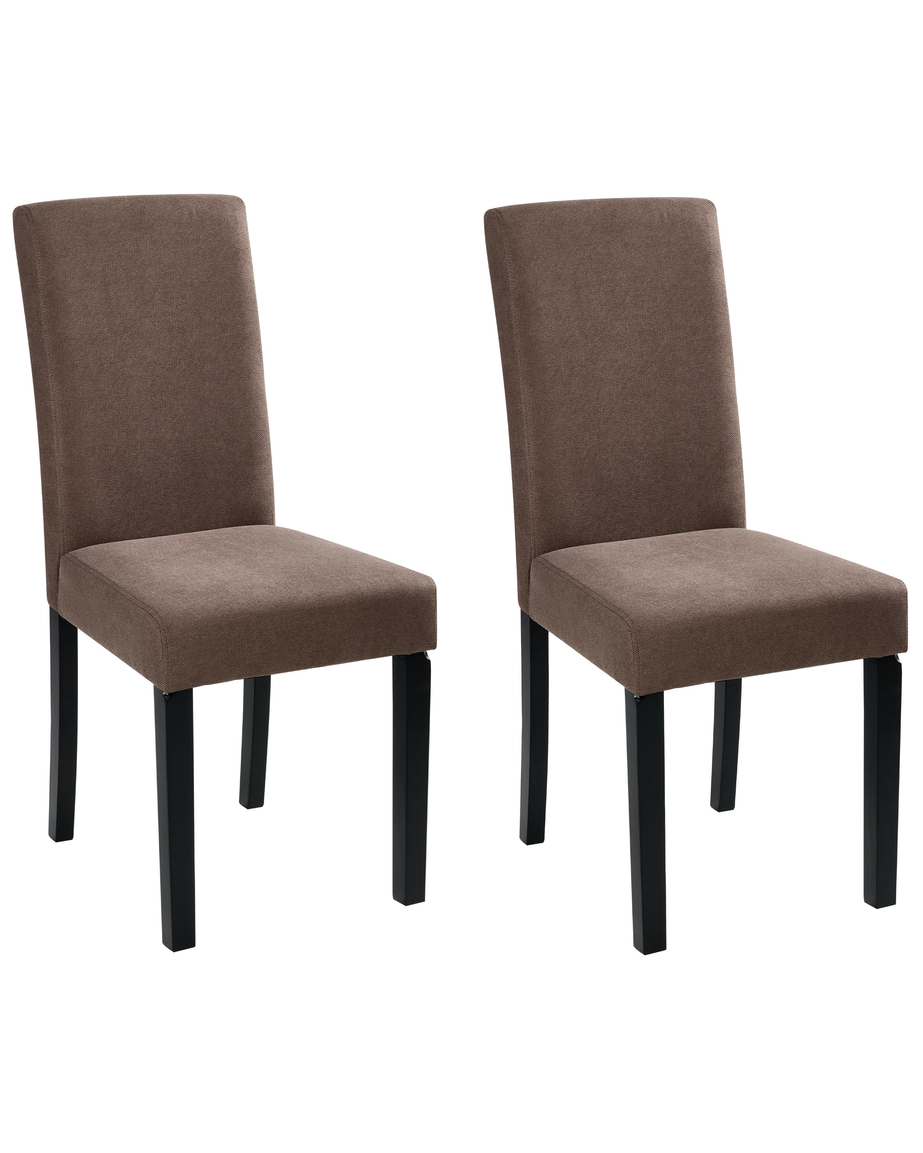 Set of 2 Dining Chairs BROADWAY Fabric Brown