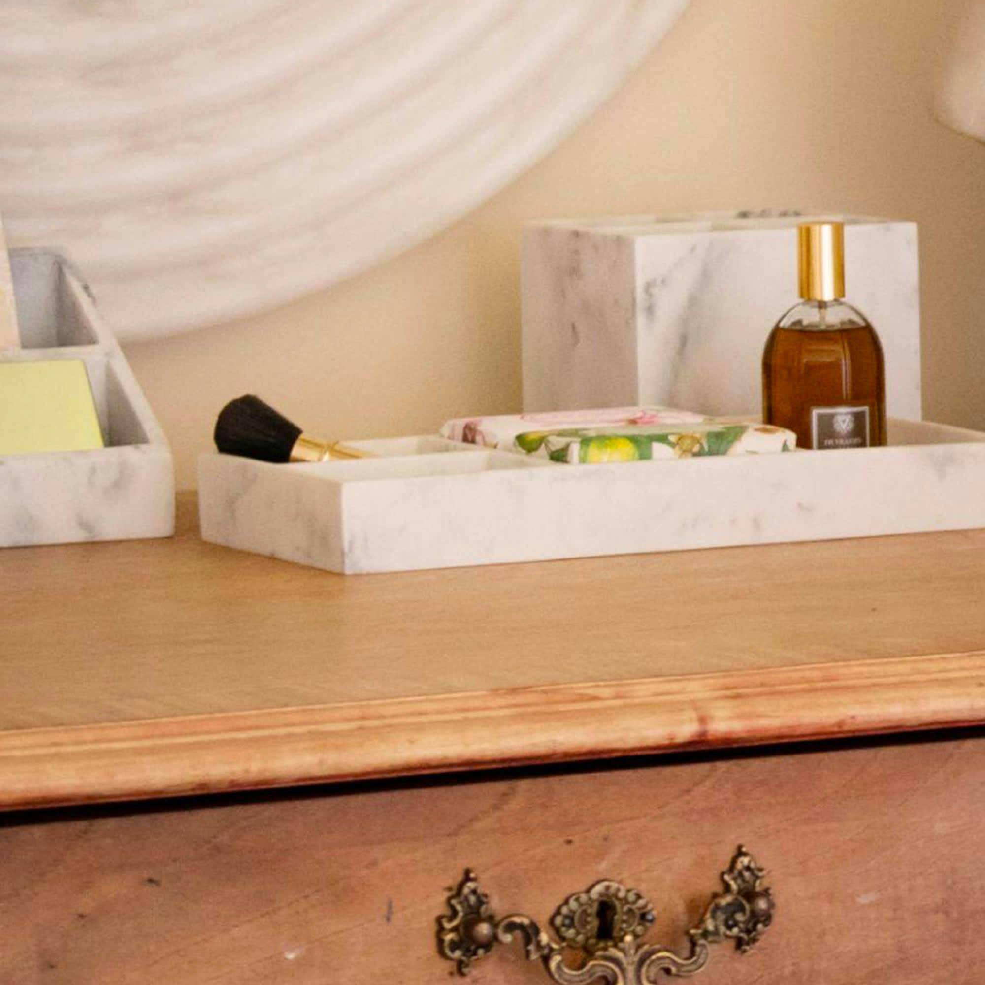 - Organisateur salle de Bain résine blanche effet marbre